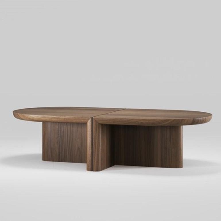 Mesa de centro modular de madera maciza de nogal en venta 1