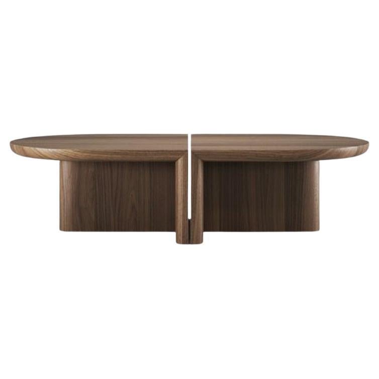 Mesa de centro modular de madera maciza de nogal en venta