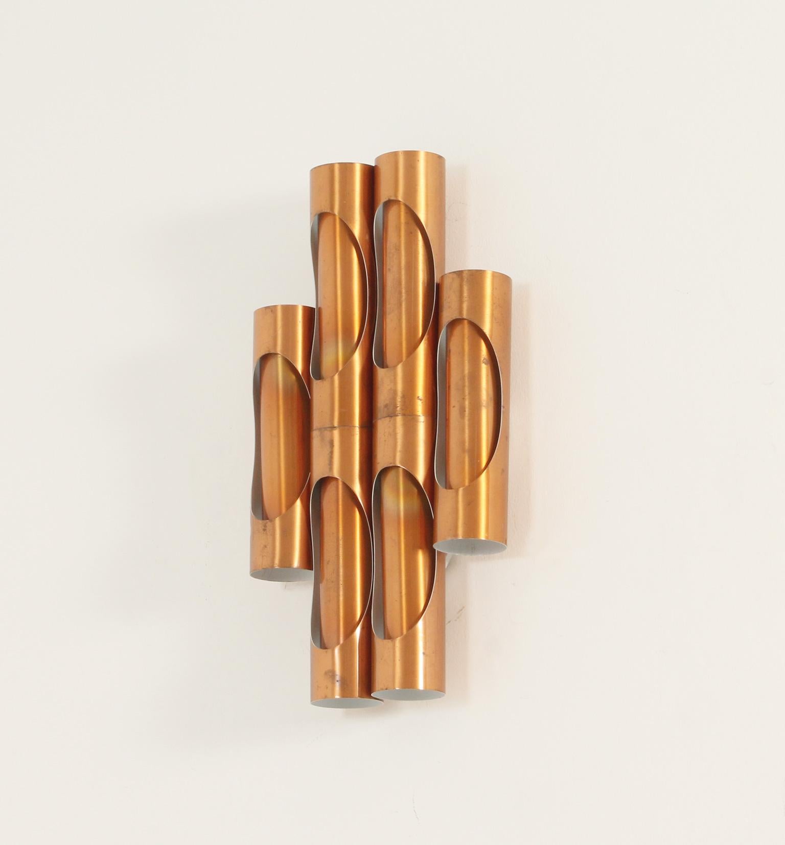 Modular Composition of Copper Wall Lights from 1960's For Sale 4