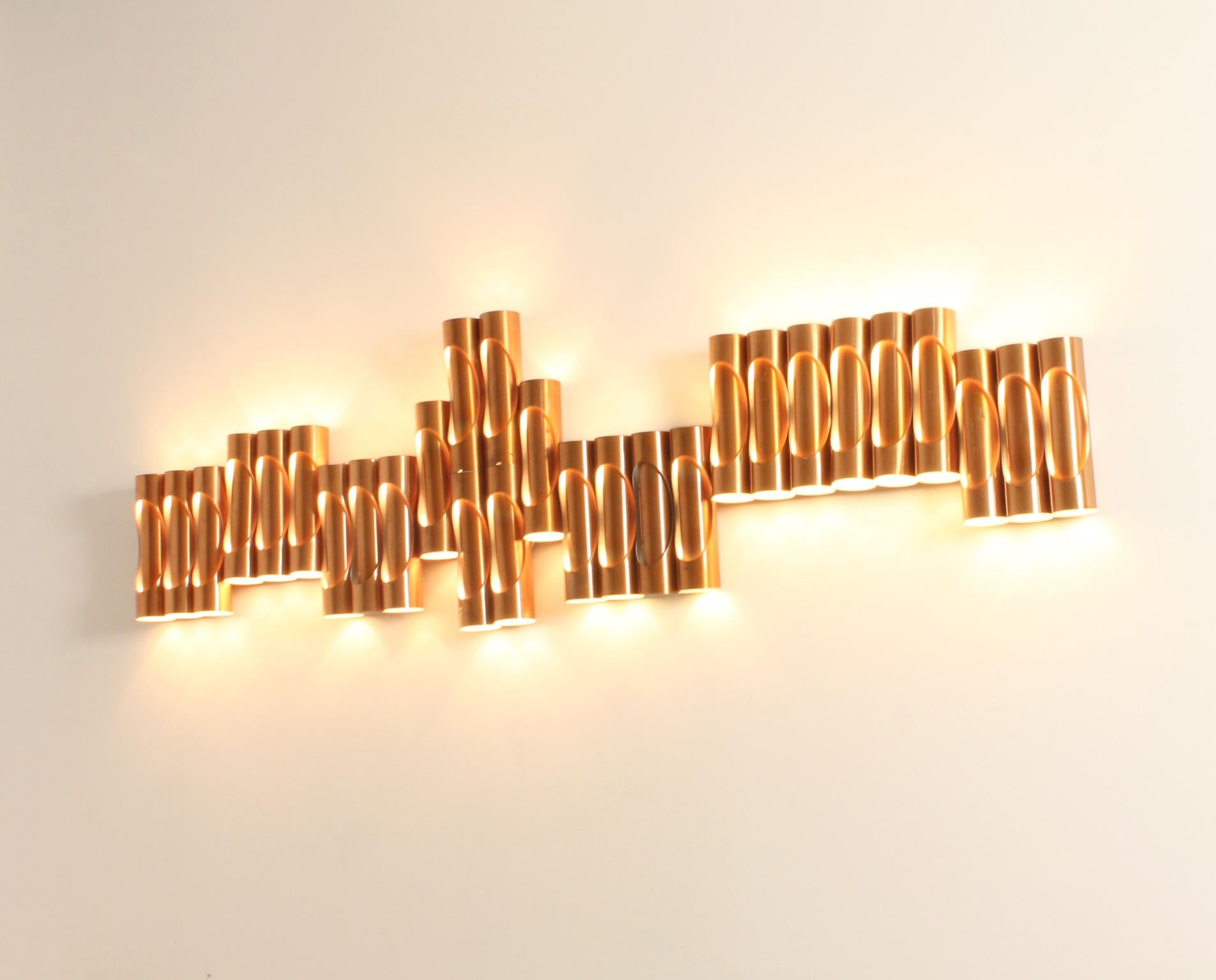 Modular Composition of Copper Wall Lights from 1960's For Sale 6