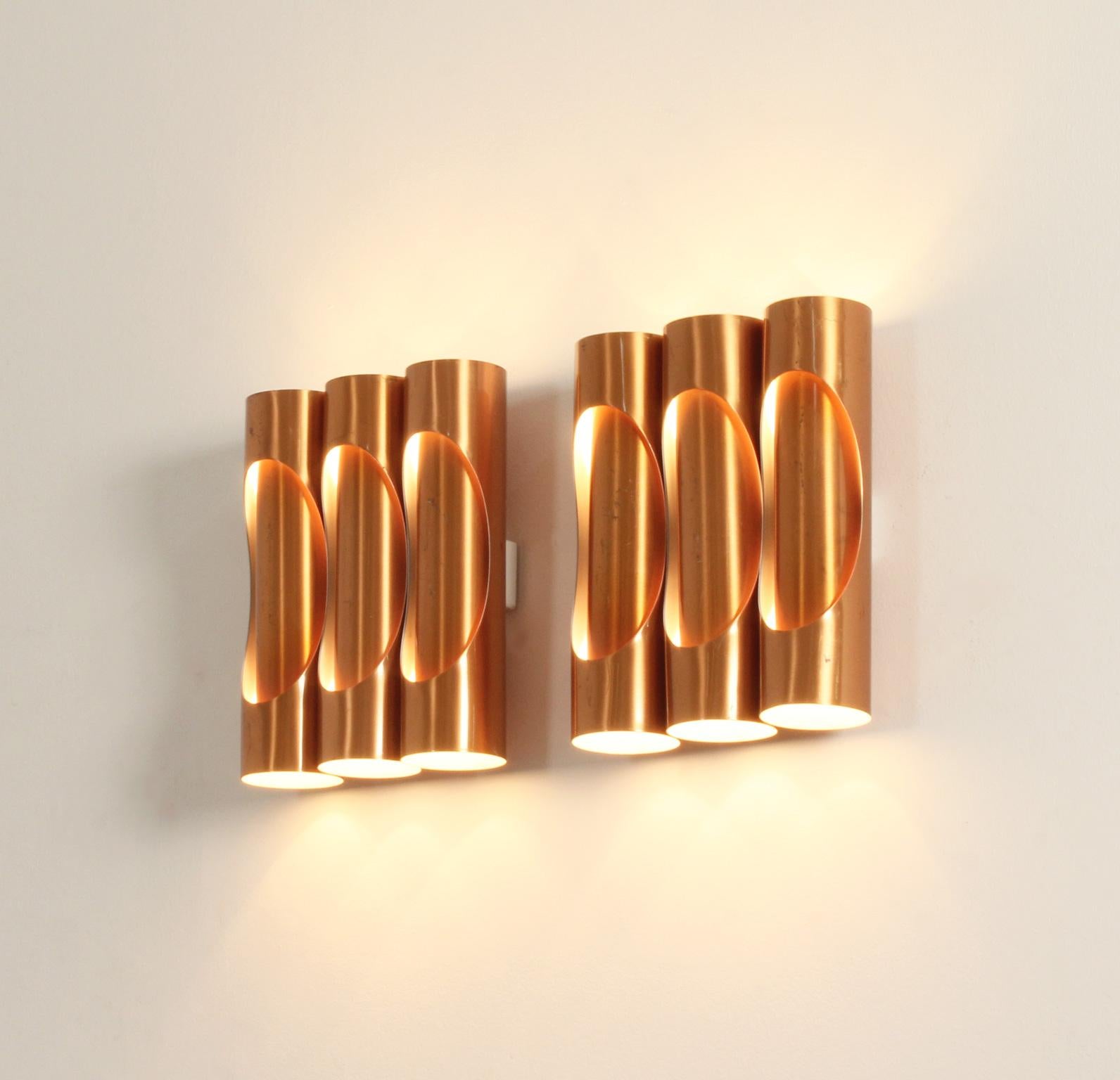 Modular Composition of Copper Wall Lights from 1960's For Sale 8