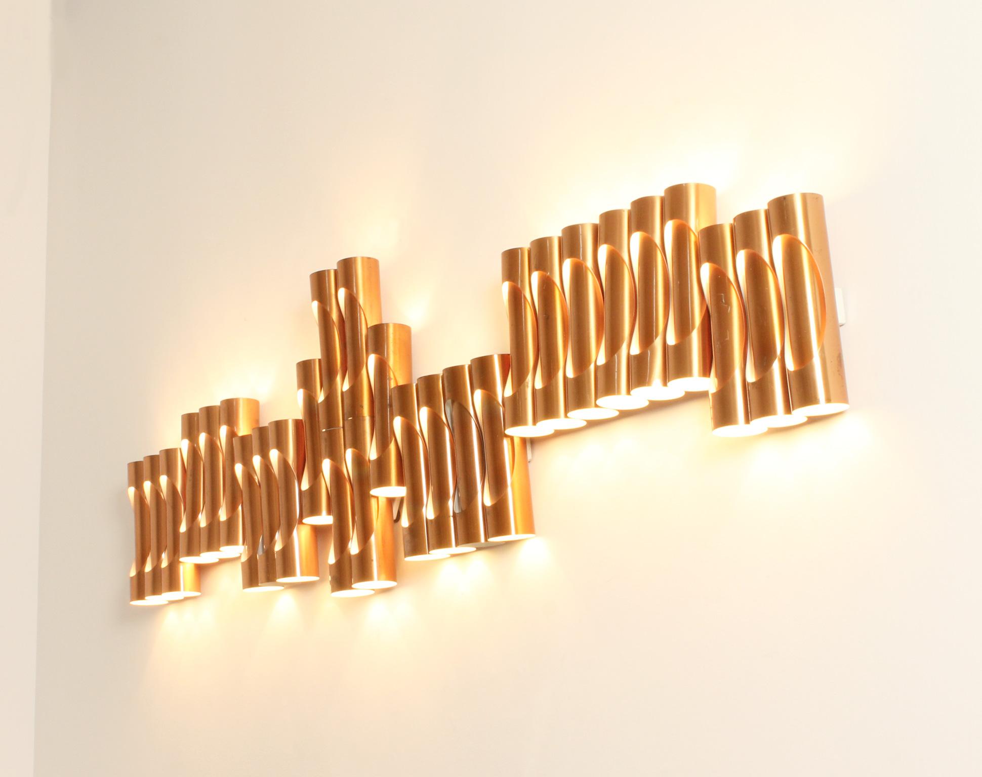 Modular Composition of Copper Wall Lights from 1960's For Sale 9