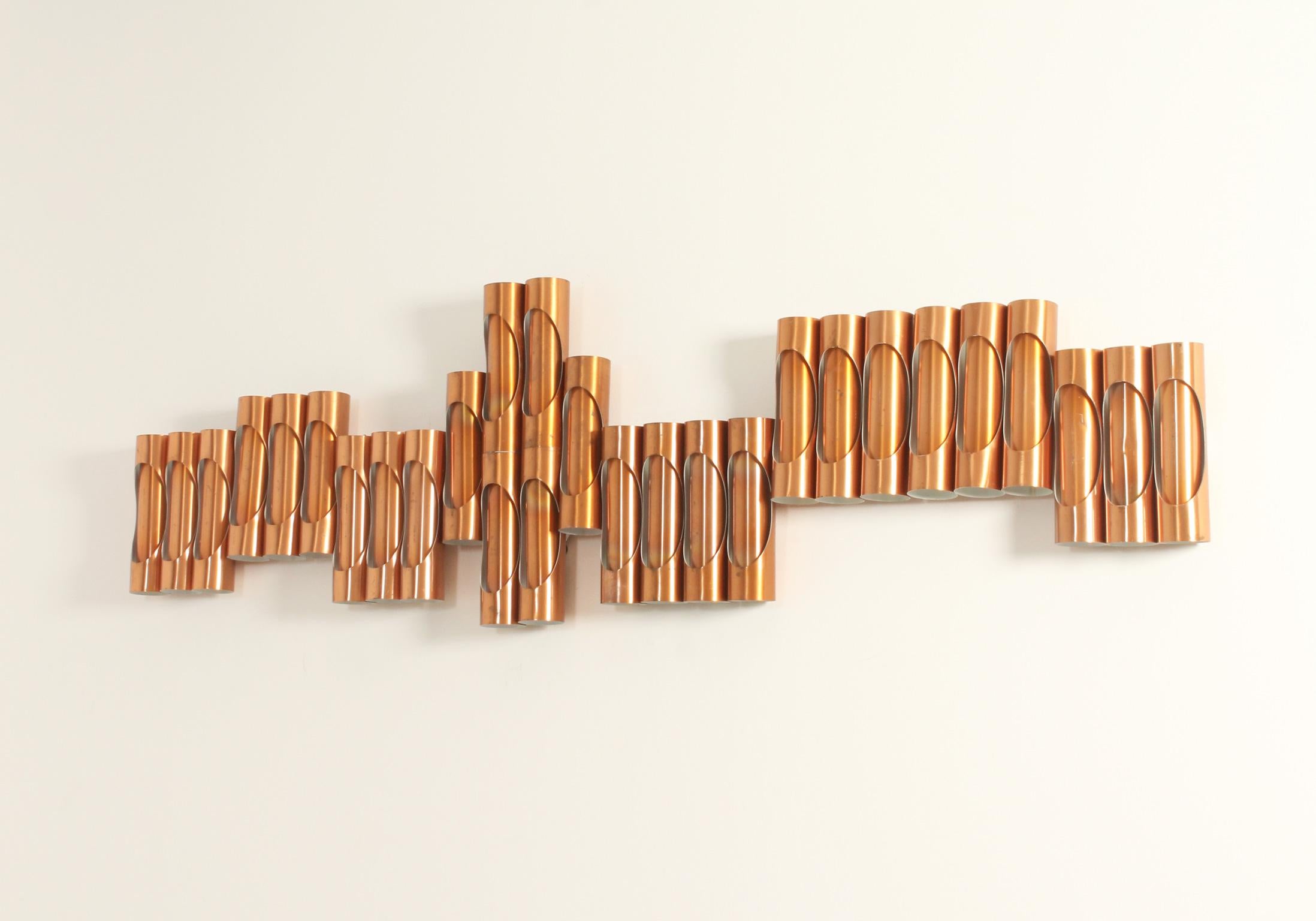 Modulare Komposition von Wandleuchten aus Kupfer aus den 1960er Jahren (Moderne der Mitte des Jahrhunderts) im Angebot