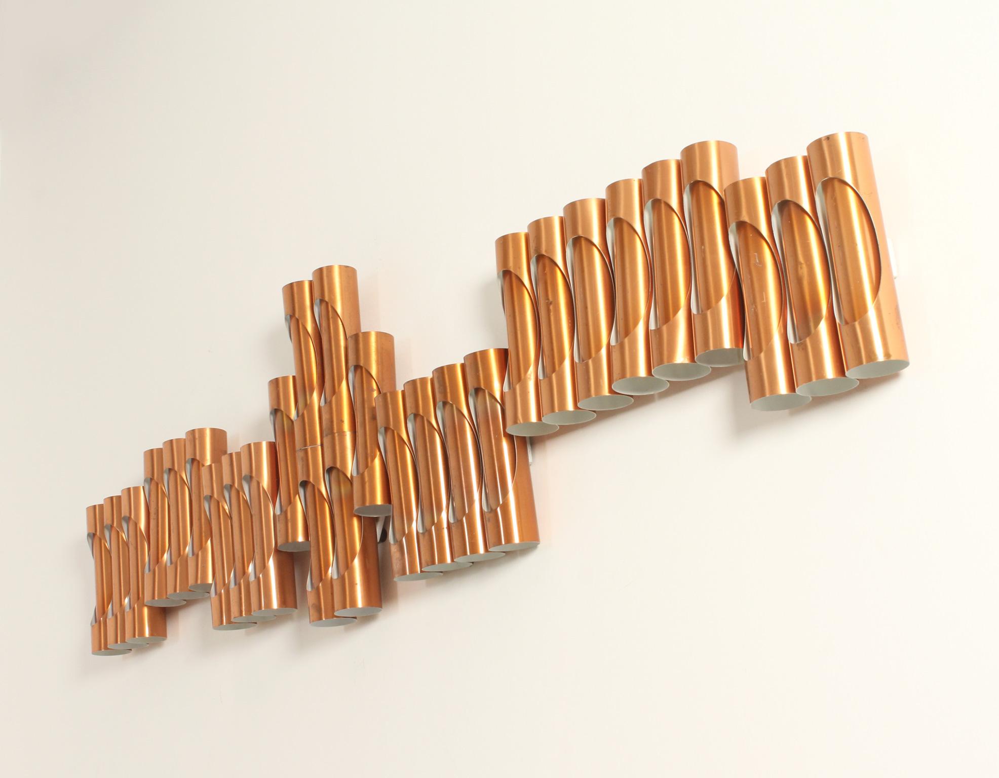 Mid-20th Century Modular Composition of Copper Wall Lights from 1960's For Sale