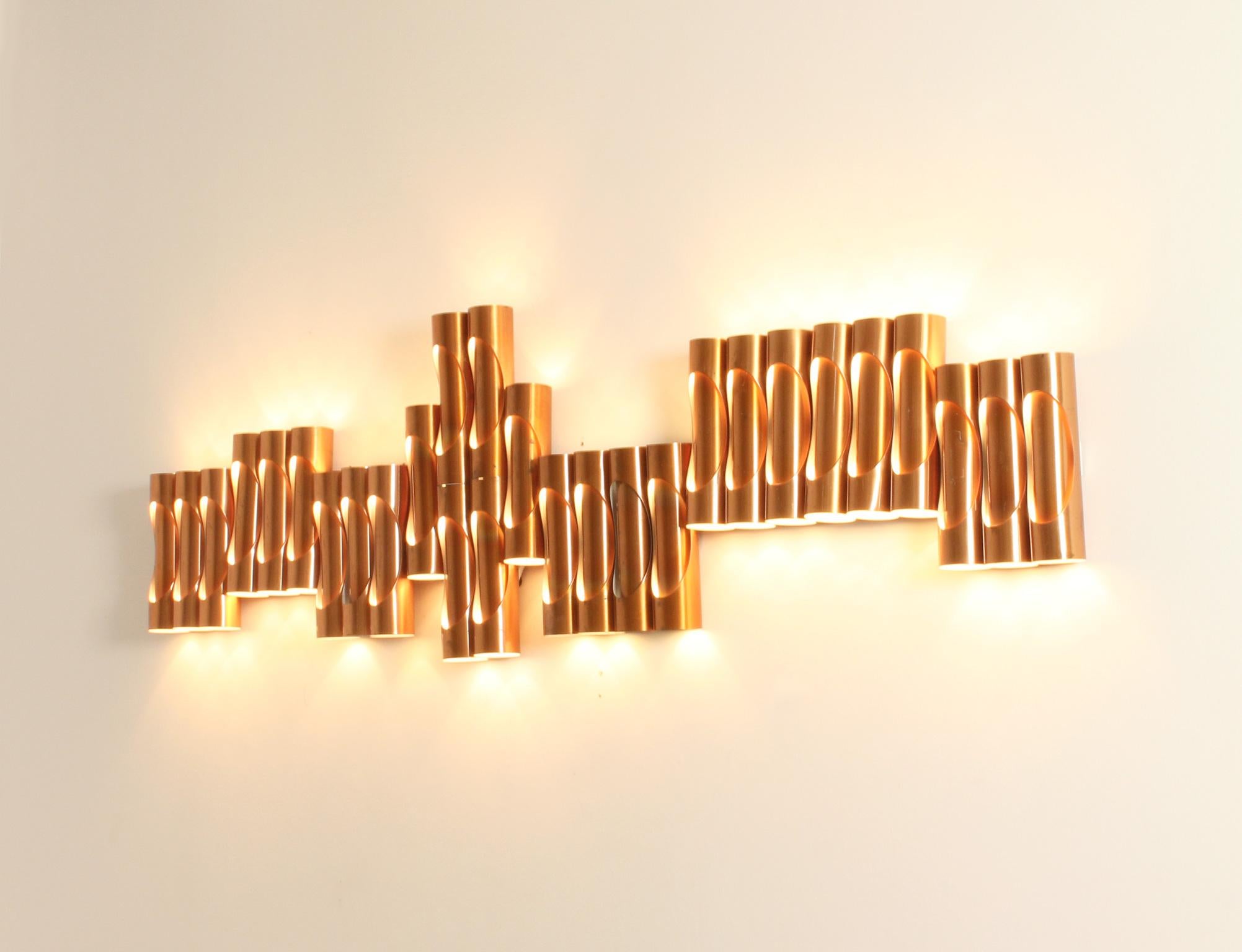 Modular Composition of Copper Wall Lights from 1960's For Sale 2