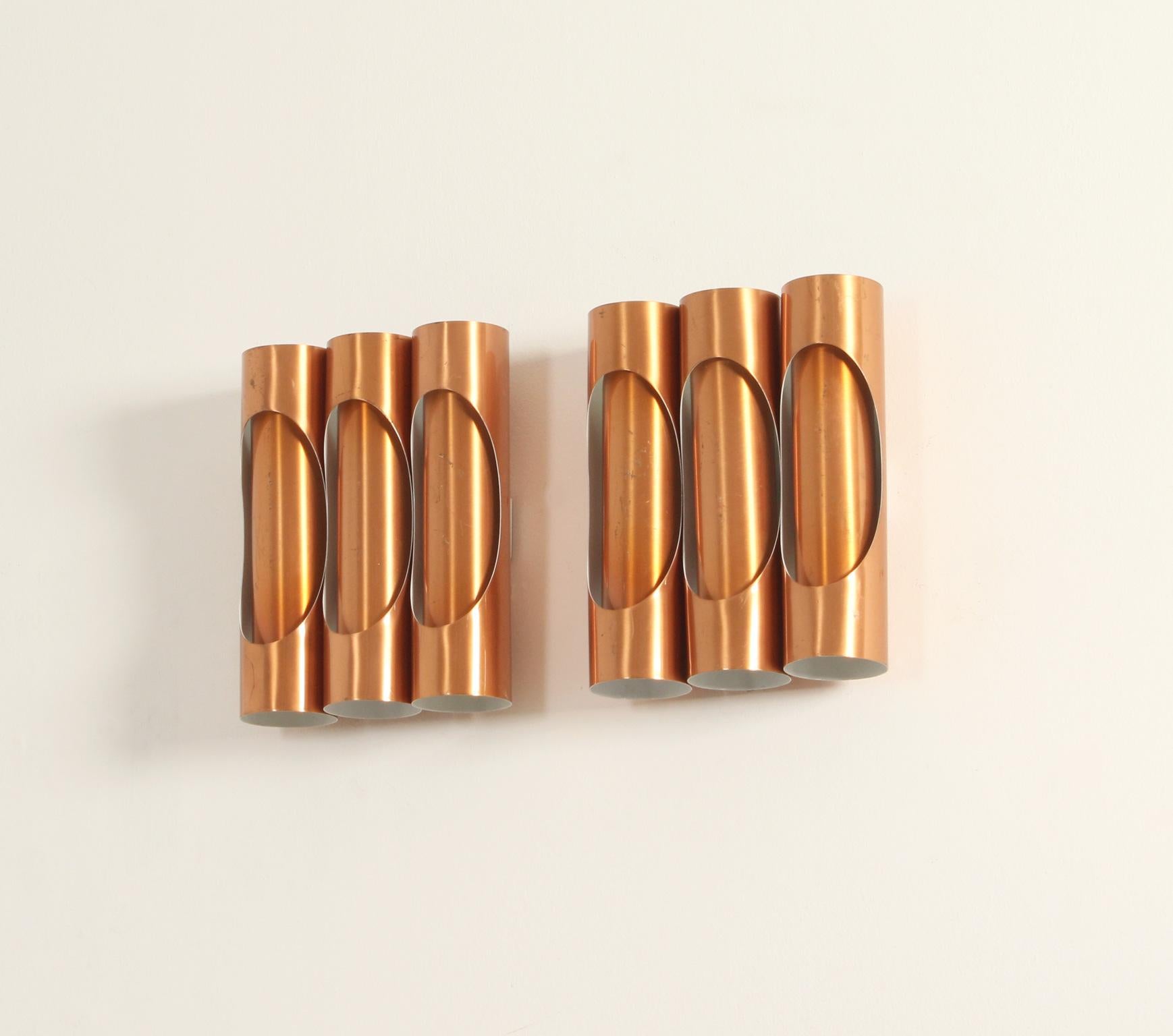 Modular Composition of Copper Wall Lights from 1960's For Sale 3