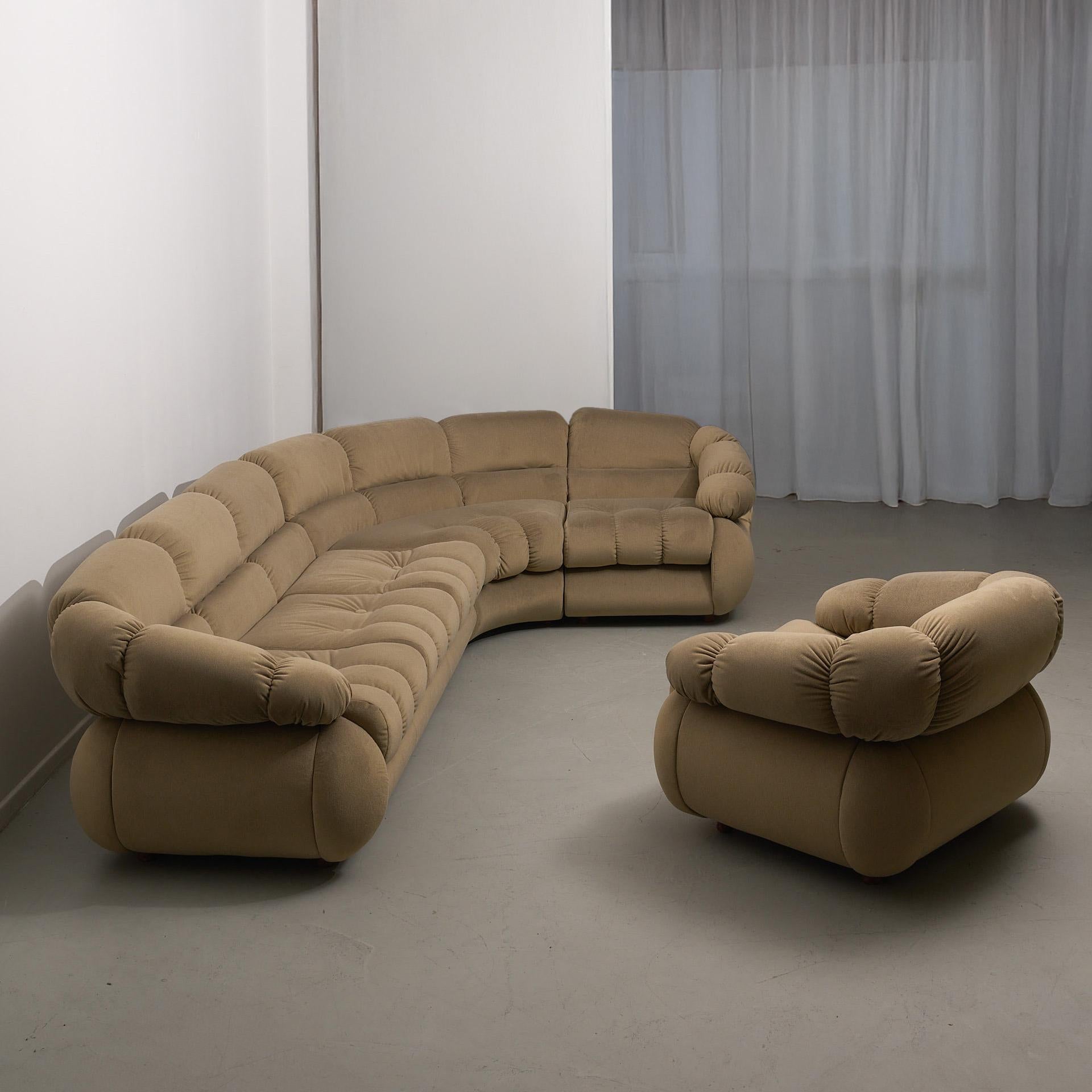 Modular corner sofa and matching easy chair by Adriano Piazzesi
