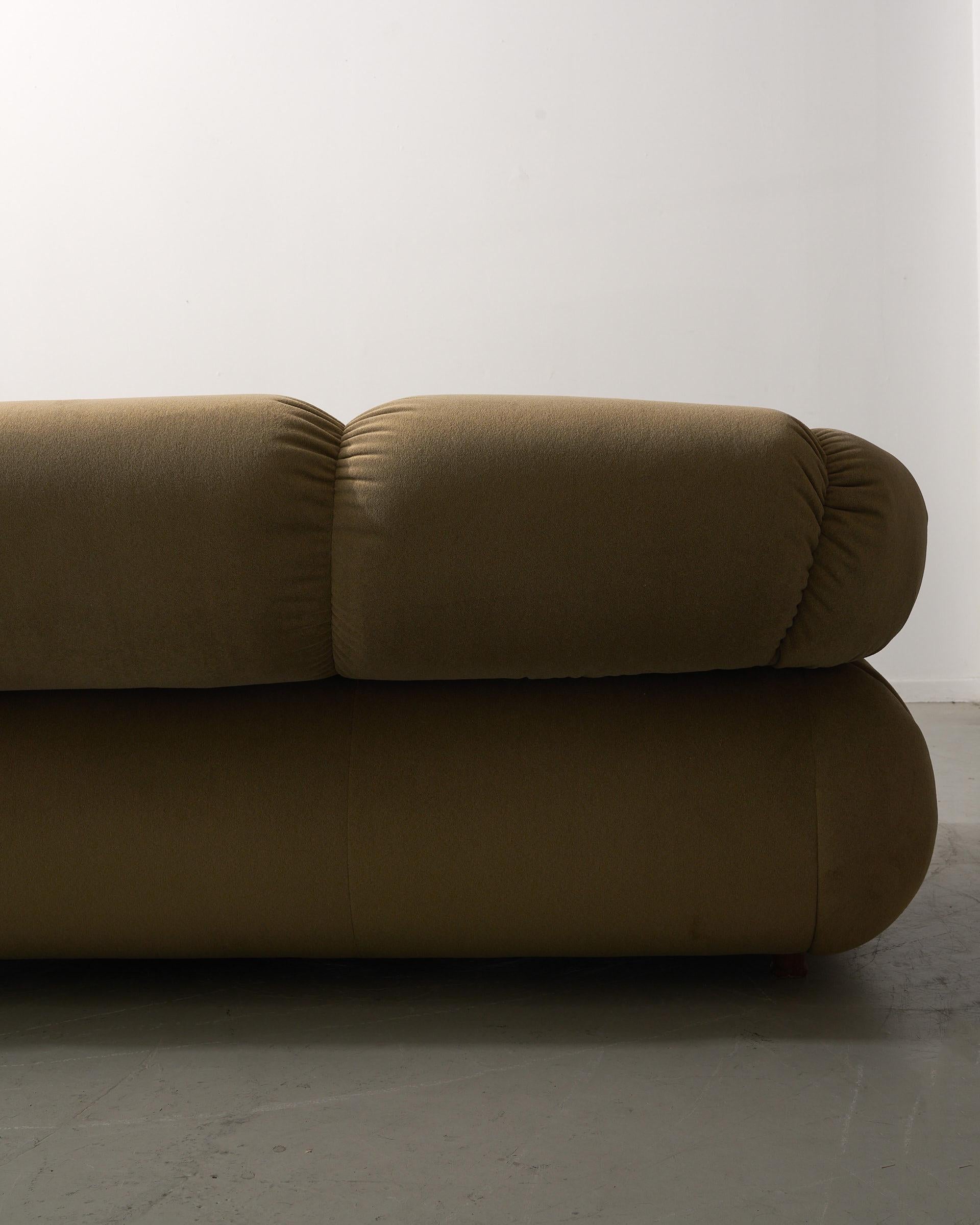 Velvet Modular corner sofa and matching easy chair by Adriano Piazzesi For Sale