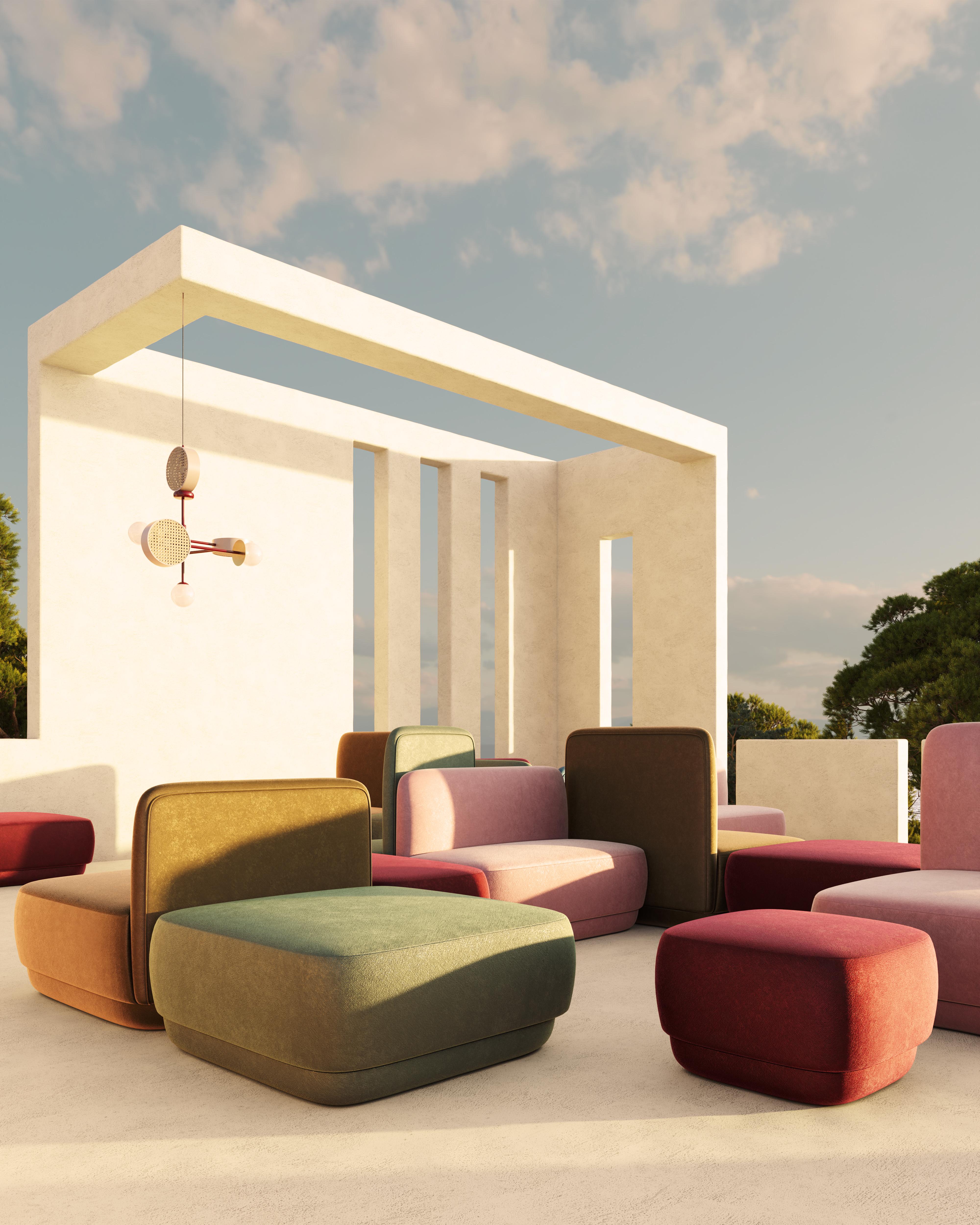Tissu d'ameublement Couch Modular Rubik avec Combo en velours souple 1 en vente