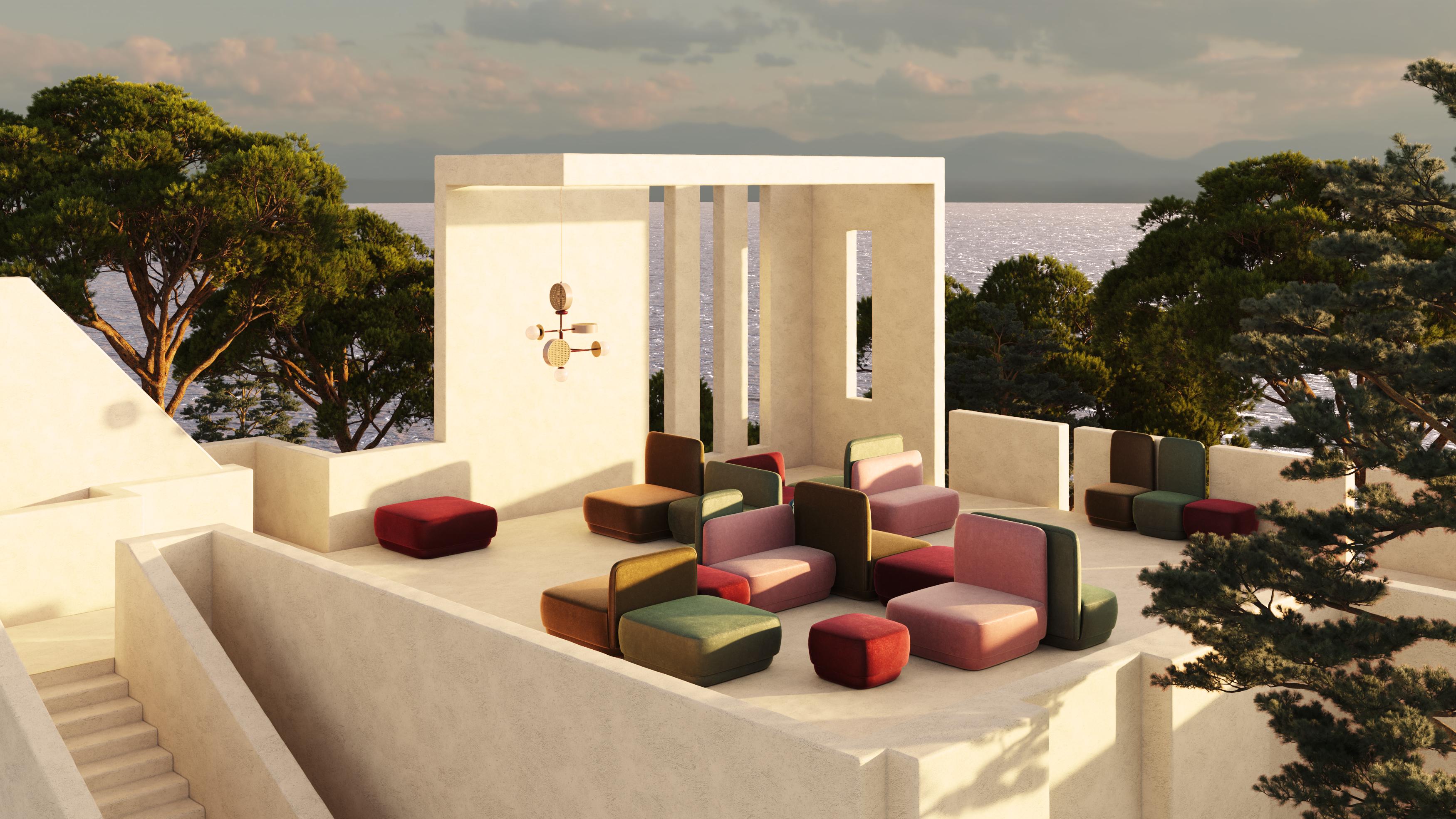 Couch Modular Rubik avec Combo en velours souple 1 en vente 1