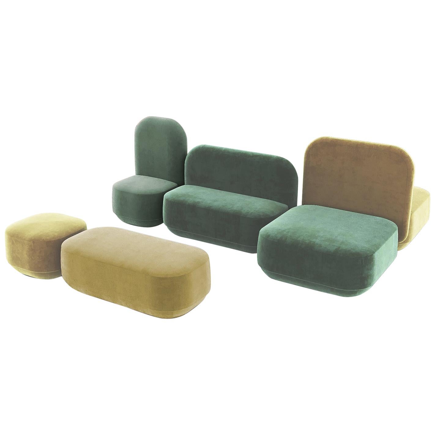Modular Couch Rubik with Soft Velvet Combo 1 For Sale