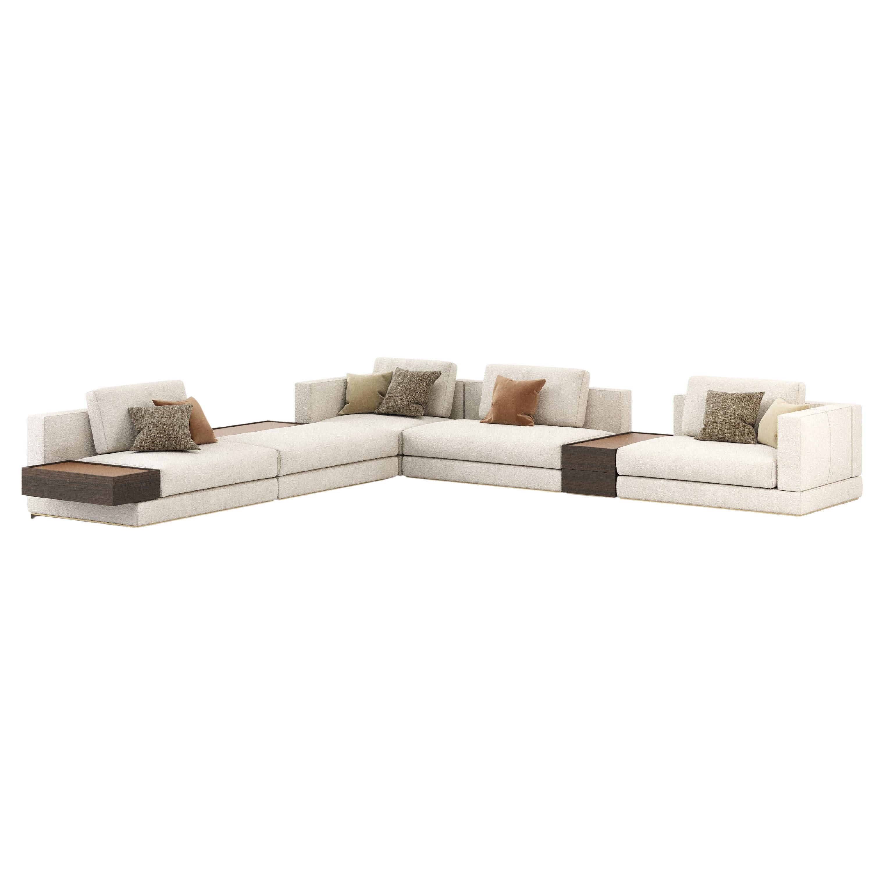 Modular couch with custom fabric by Laskasas For Sale