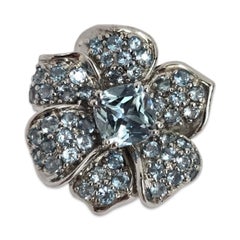 Modular Couture 14K White Gold 3.27ct Aquamarine Flower Interchangeable Top