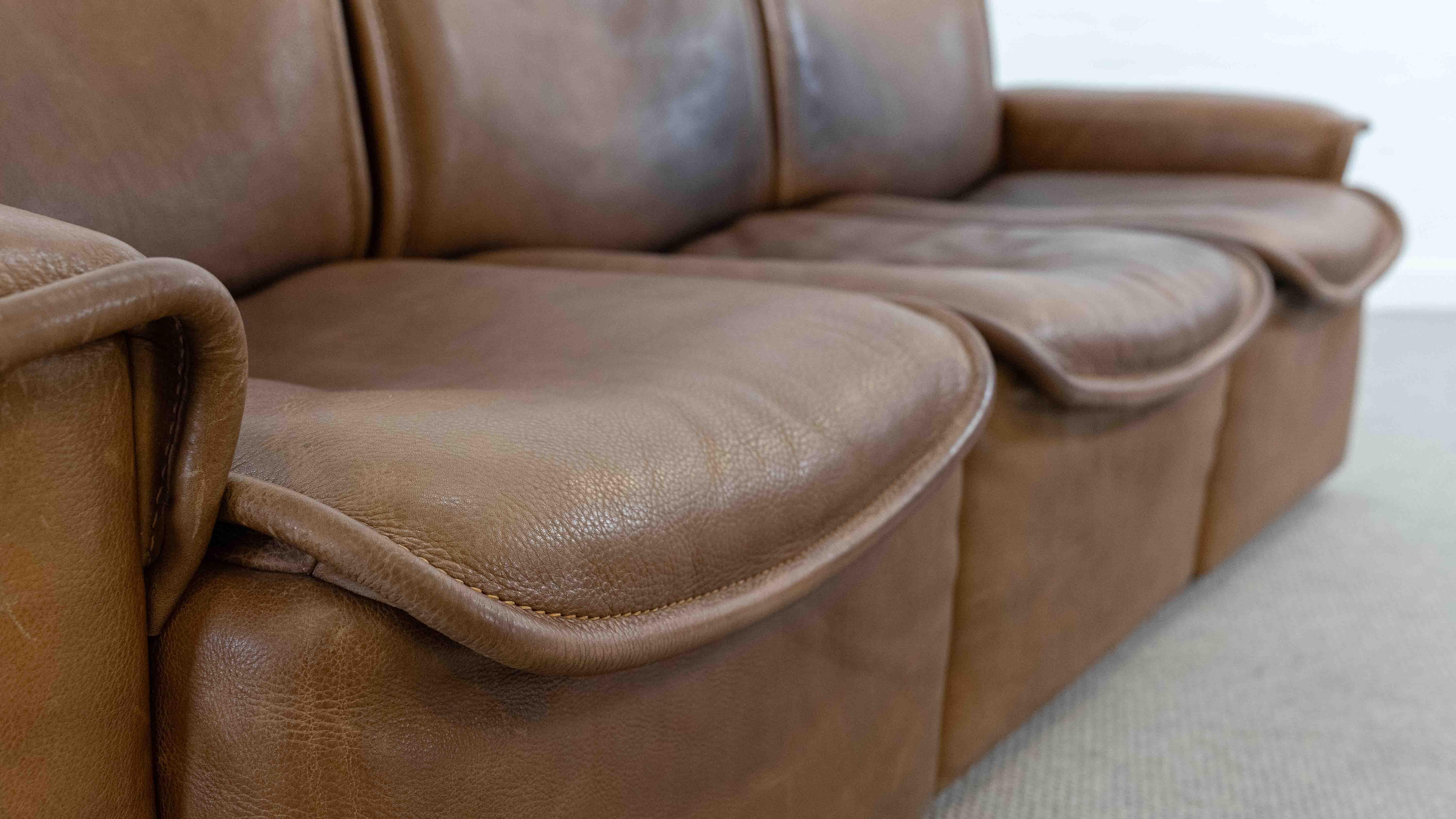 Canapé modulaire DS-12 de Sede en cuir cognac, années 70 en vente 11