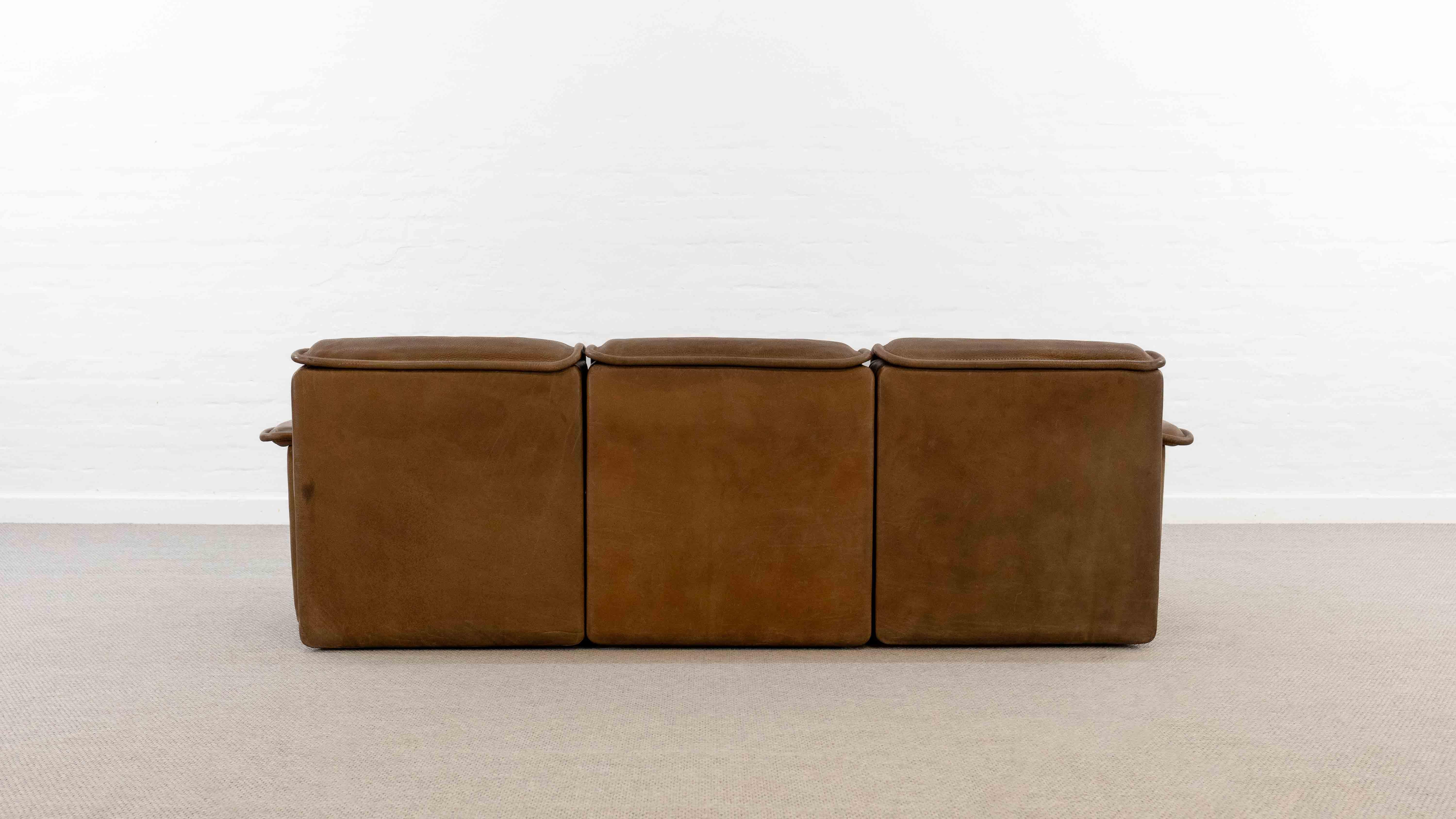 Canapé modulaire DS-12 de Sede en cuir cognac, années 70 État moyen - En vente à Halle, DE
