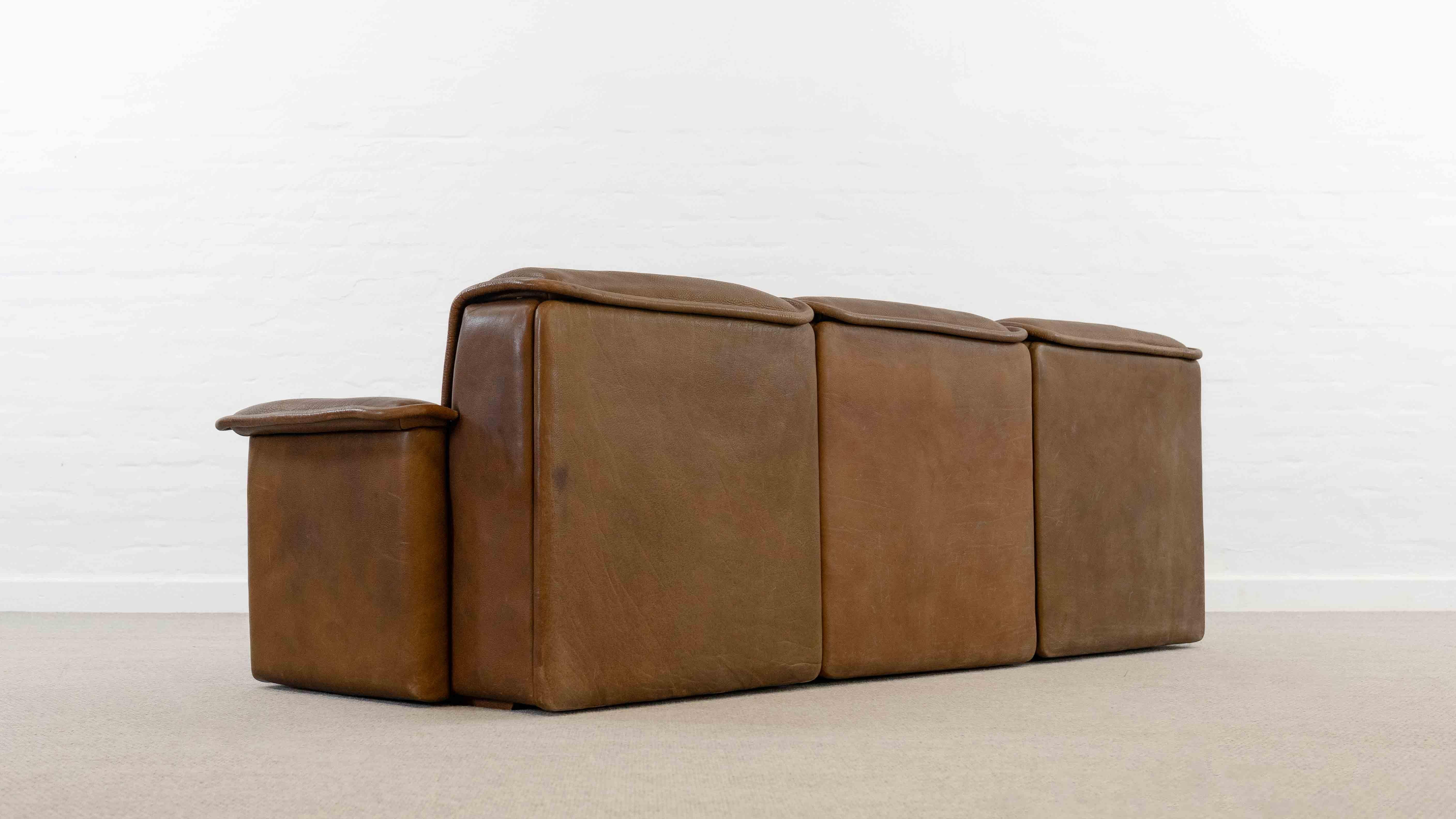 Fin du 20e siècle Canapé modulaire DS-12 de Sede en cuir cognac, années 70 en vente