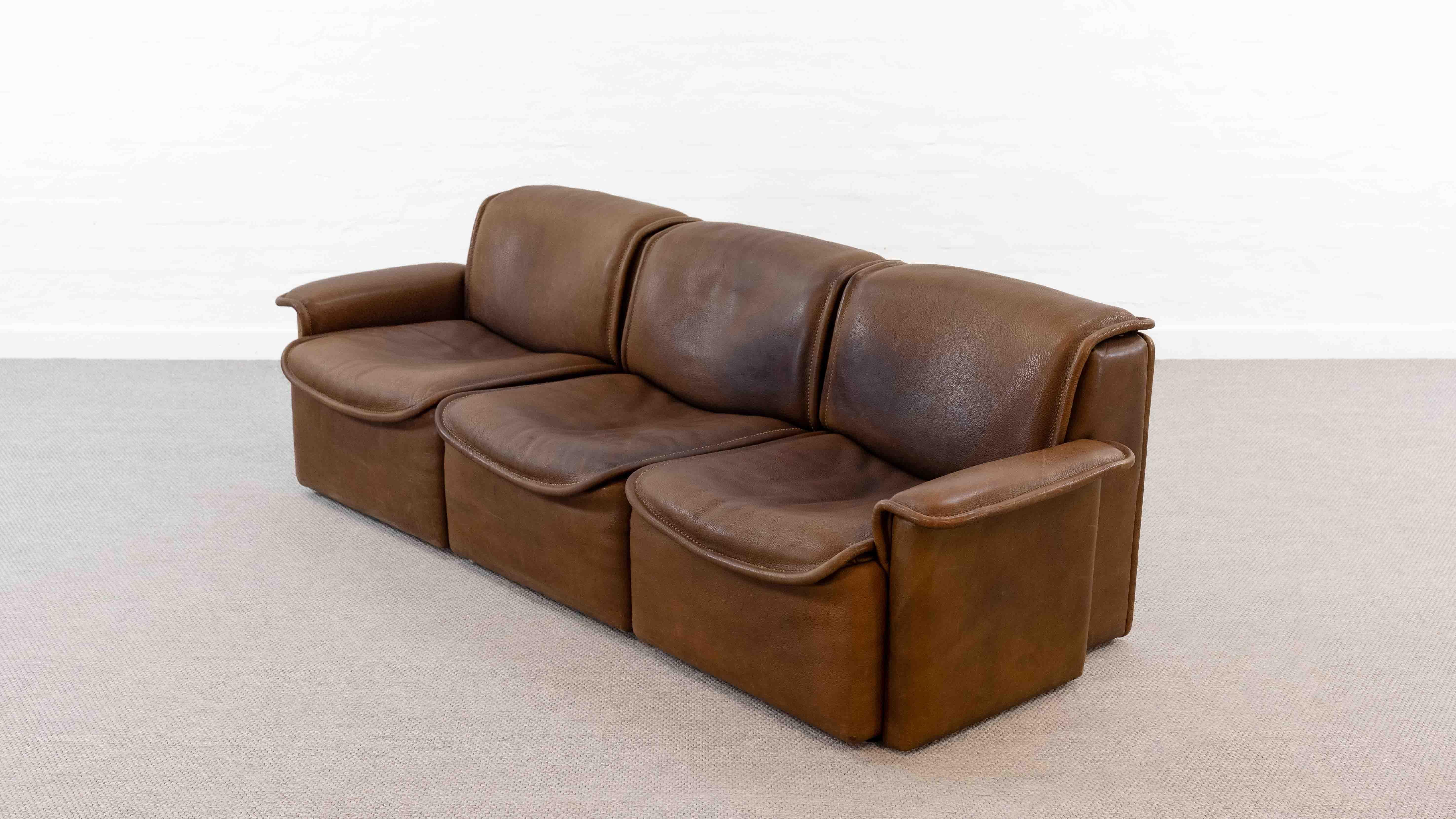 Canapé modulaire DS-12 de Sede en cuir cognac, années 70 en vente 2