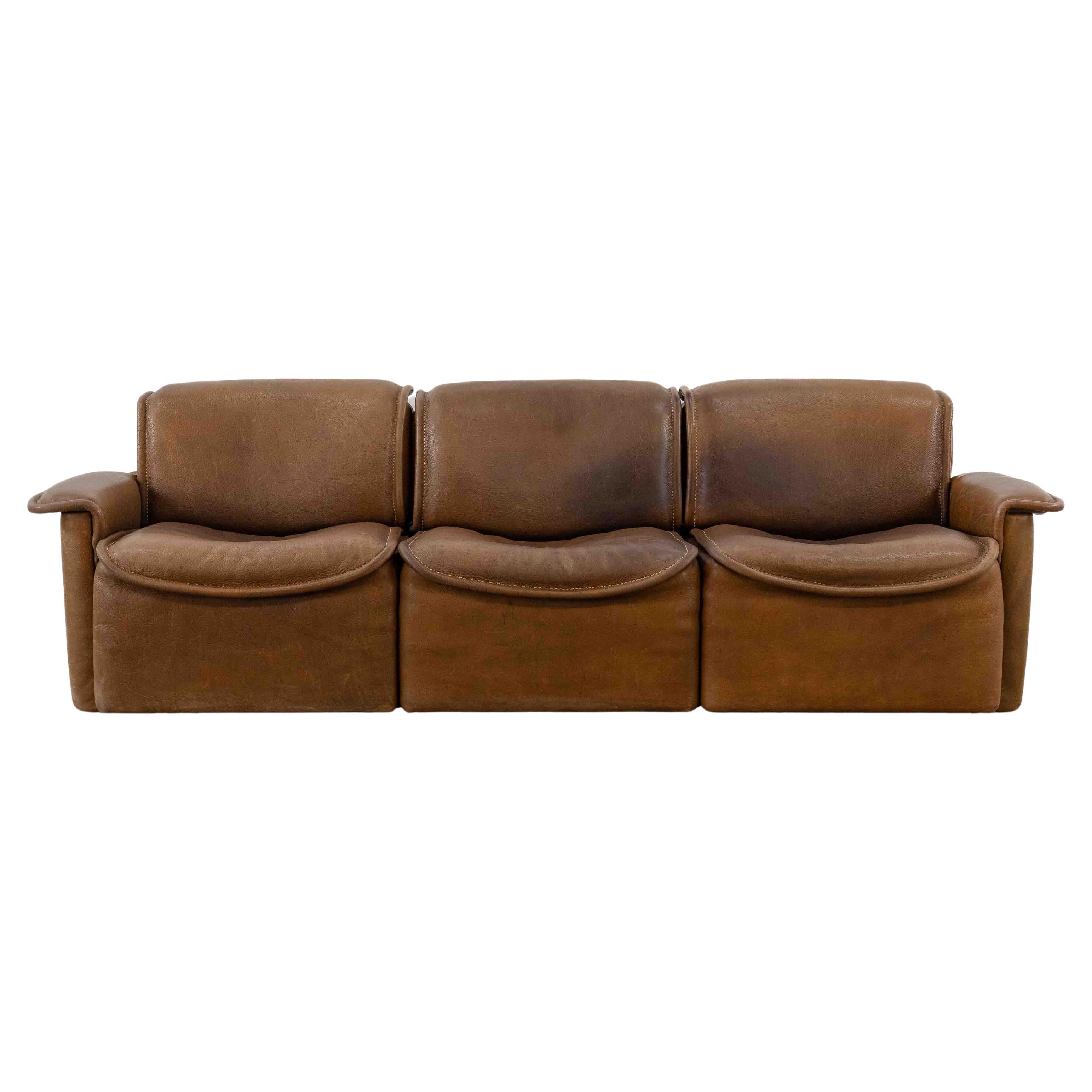 Canapé modulaire DS-12 de Sede en cuir cognac, années 70 en vente