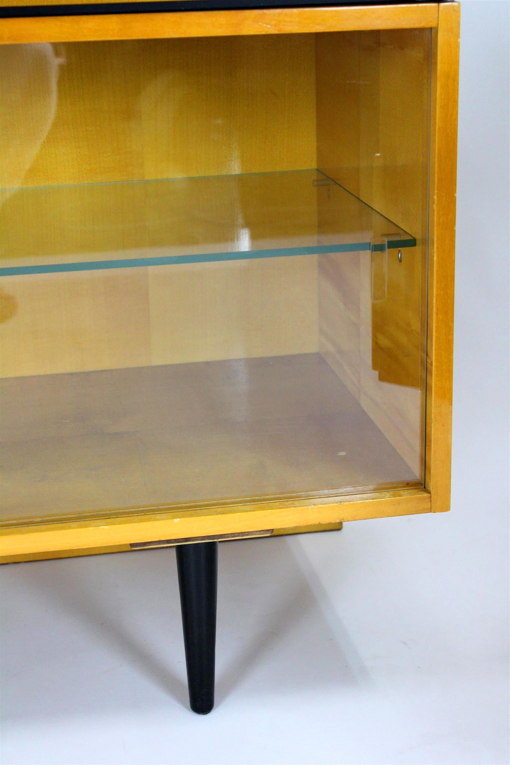 Modular Desk Set with Black Glass Top by Mojmir Pozar, 1960s, Set of 3 5