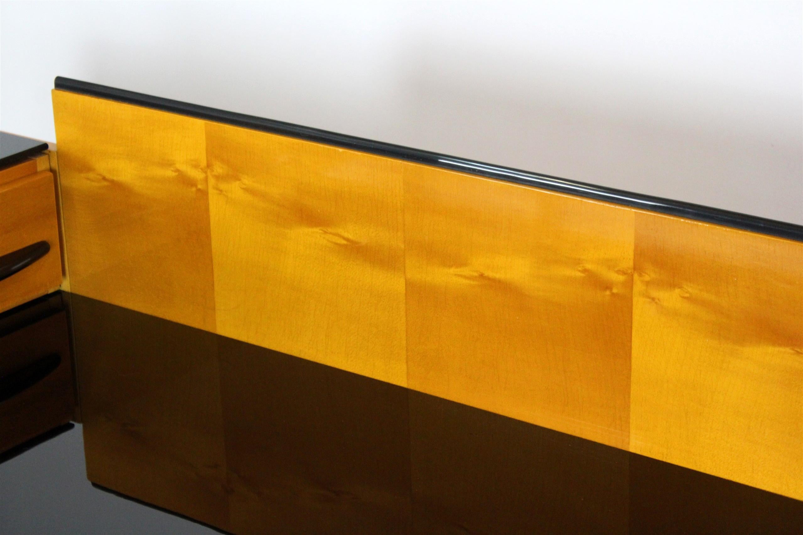 Modular Desk Set with Black Glass Top by Mojmir Pozar, 1960s, Set of 3 6