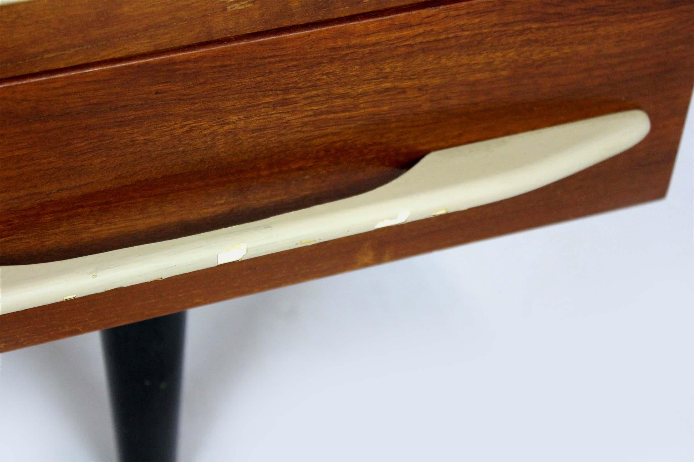 Modular Desk Set with White Glass Top by Mojmir Pozar, 1960s, Set of 3 For Sale 11