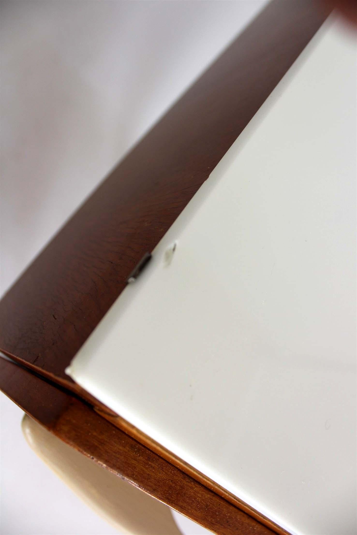 Modular Desk Set with White Glass Top by Mojmir Pozar, 1960s, Set of 3 For Sale 13