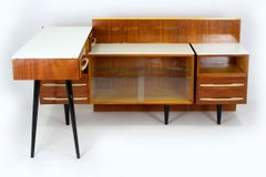 Modulares Schreibtischset mit weißer Glasplatte von Mojmir Pozar, 1960er Jahre, 3er-Set
