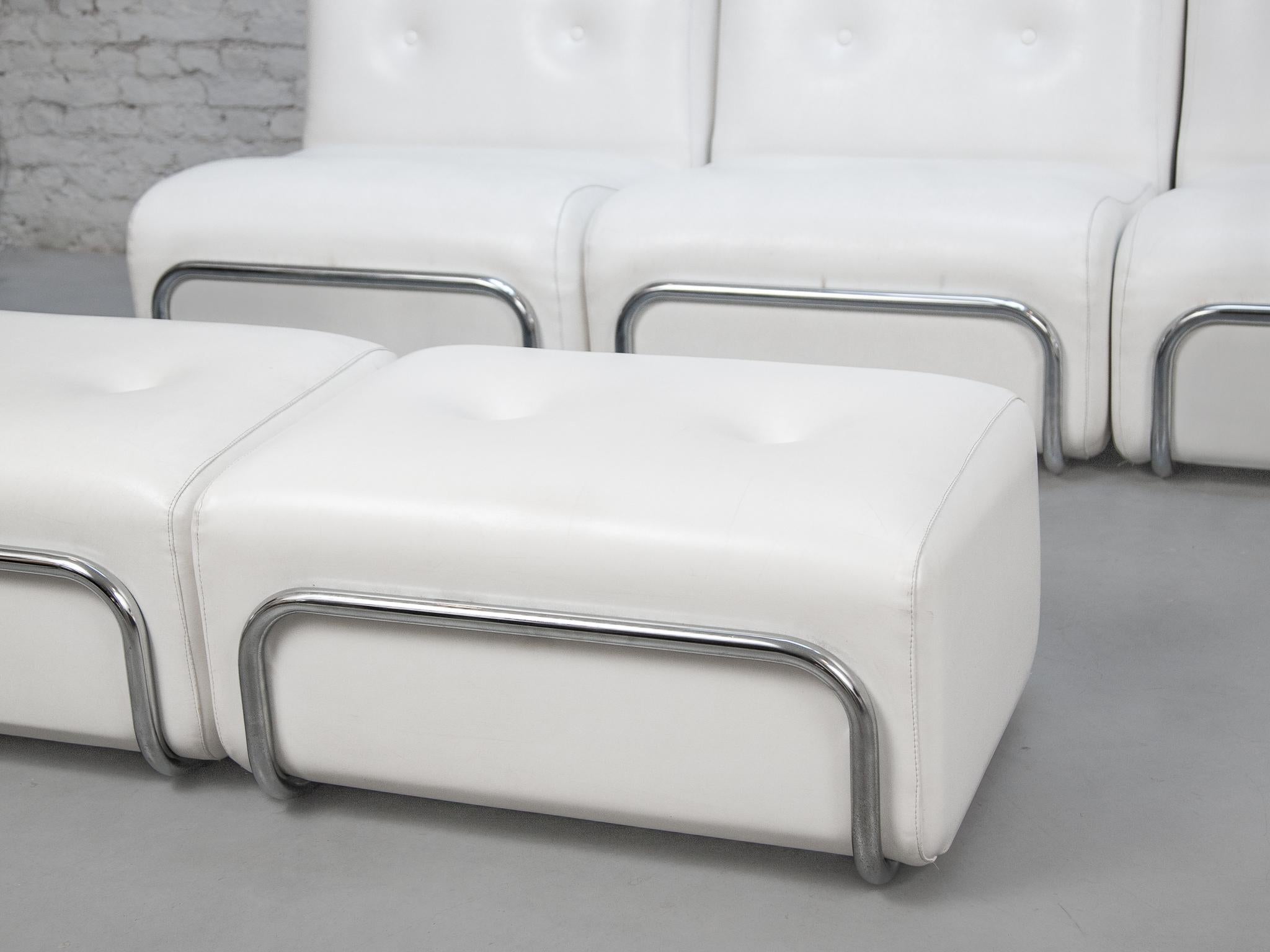 Modular Eight Chairs Living-roomset of Adriano Piazzesi Lounge Chairs and Stools 8