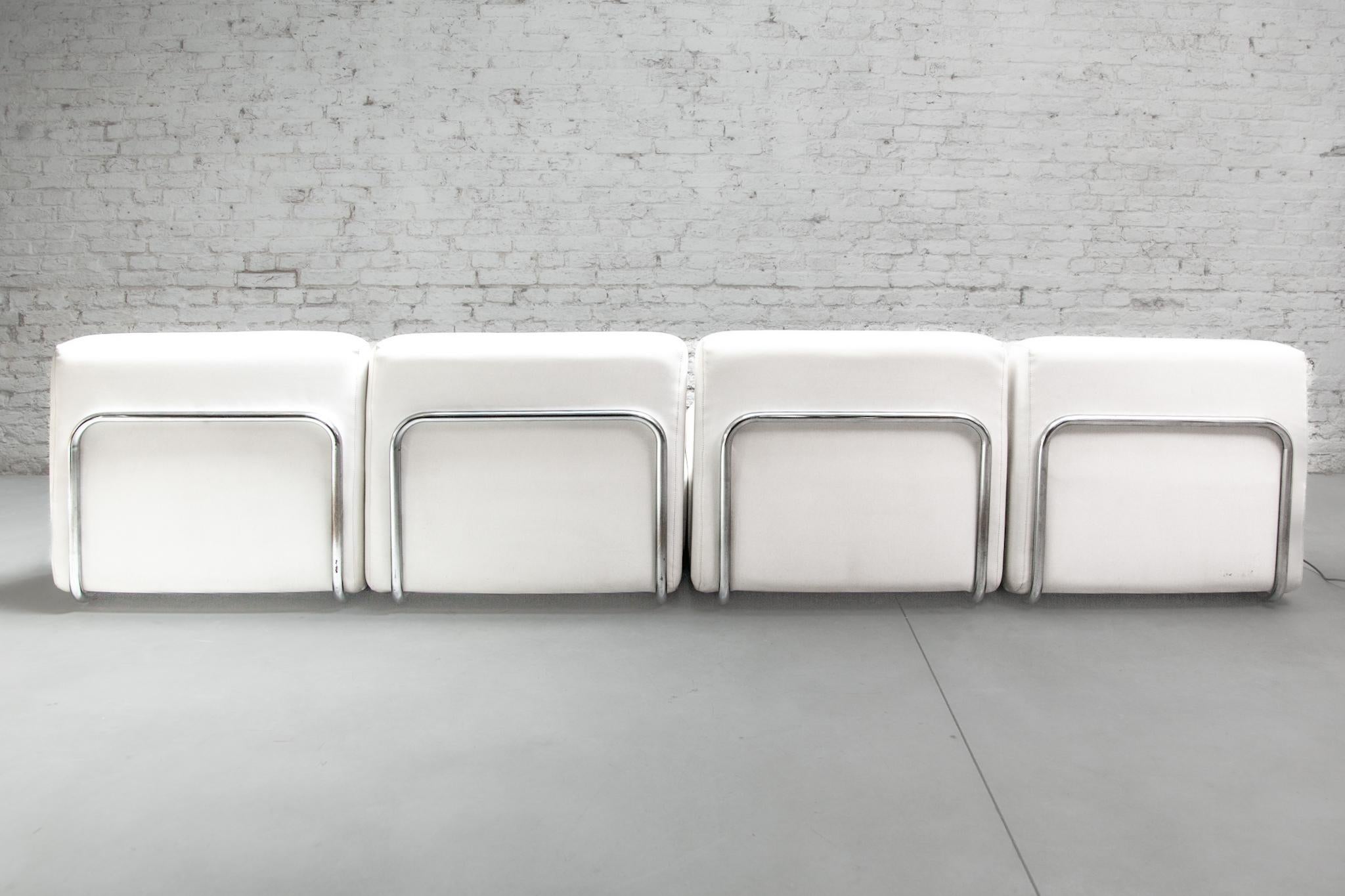 Mid-Century Modern Modular Eight Chairs Living-roomset of Adriano Piazzesi Lounge Chairs and Stools