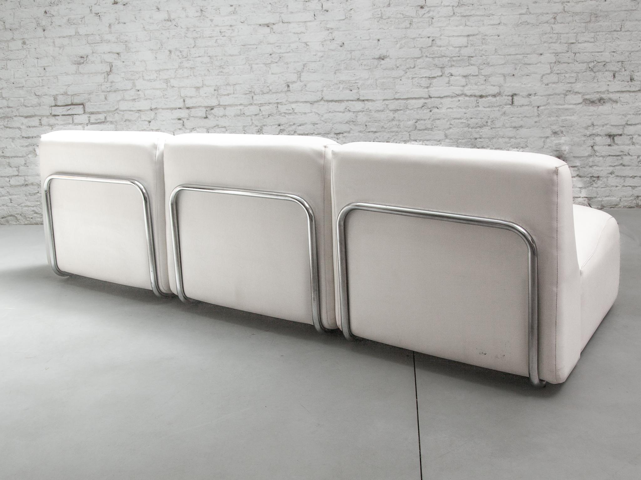 Italian Modular Eight Chairs Living-roomset of Adriano Piazzesi Lounge Chairs and Stools