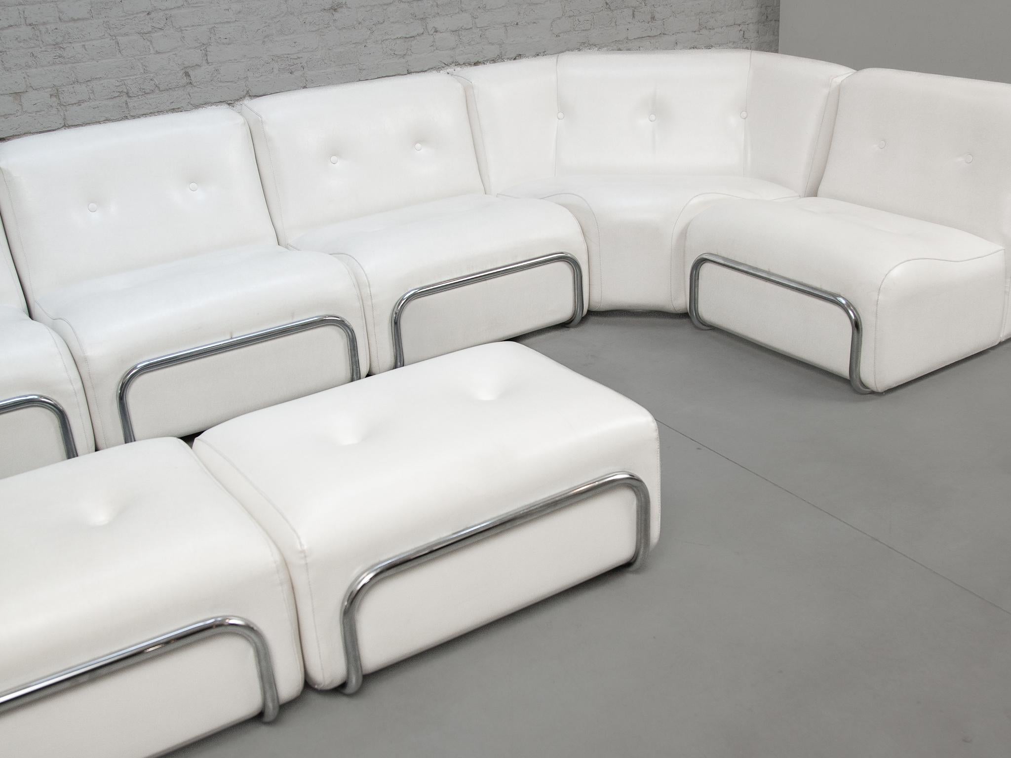 Modular Eight Chairs Living-roomset of Adriano Piazzesi Lounge Chairs and Stools 3