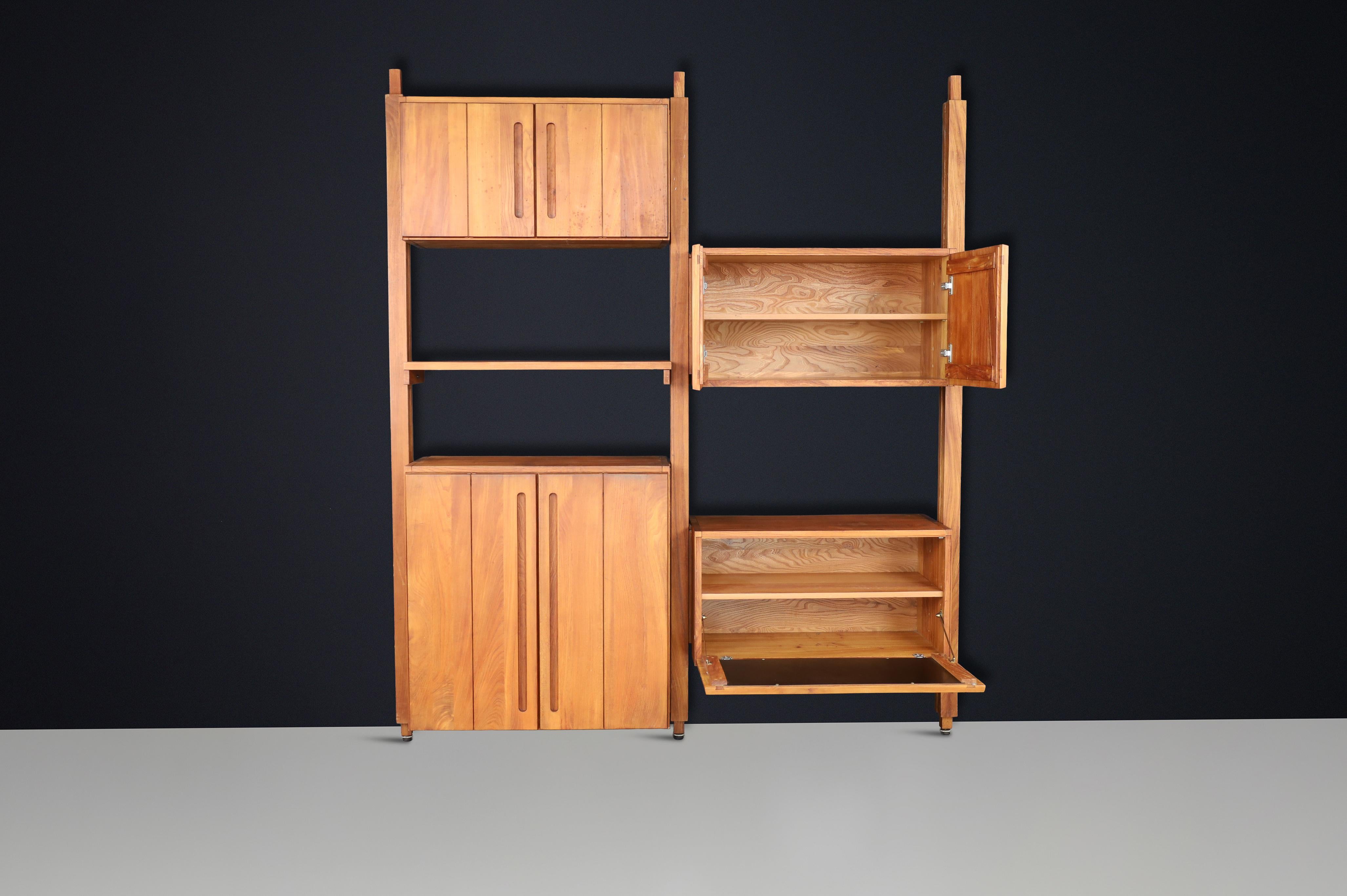Modular Elmwood Bookcase in the Style of Pierre Chapo, France, 1960s For Sale 6