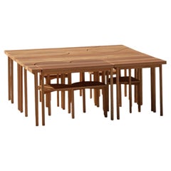 Modular Eucalyptus Dining System with Interlocking Chairs by Tatiana Bilbao