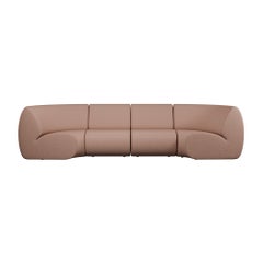 Modular Four-Seater Hanabira Sofa by Maker Murmurio, in Easy Clean Coral Fabric