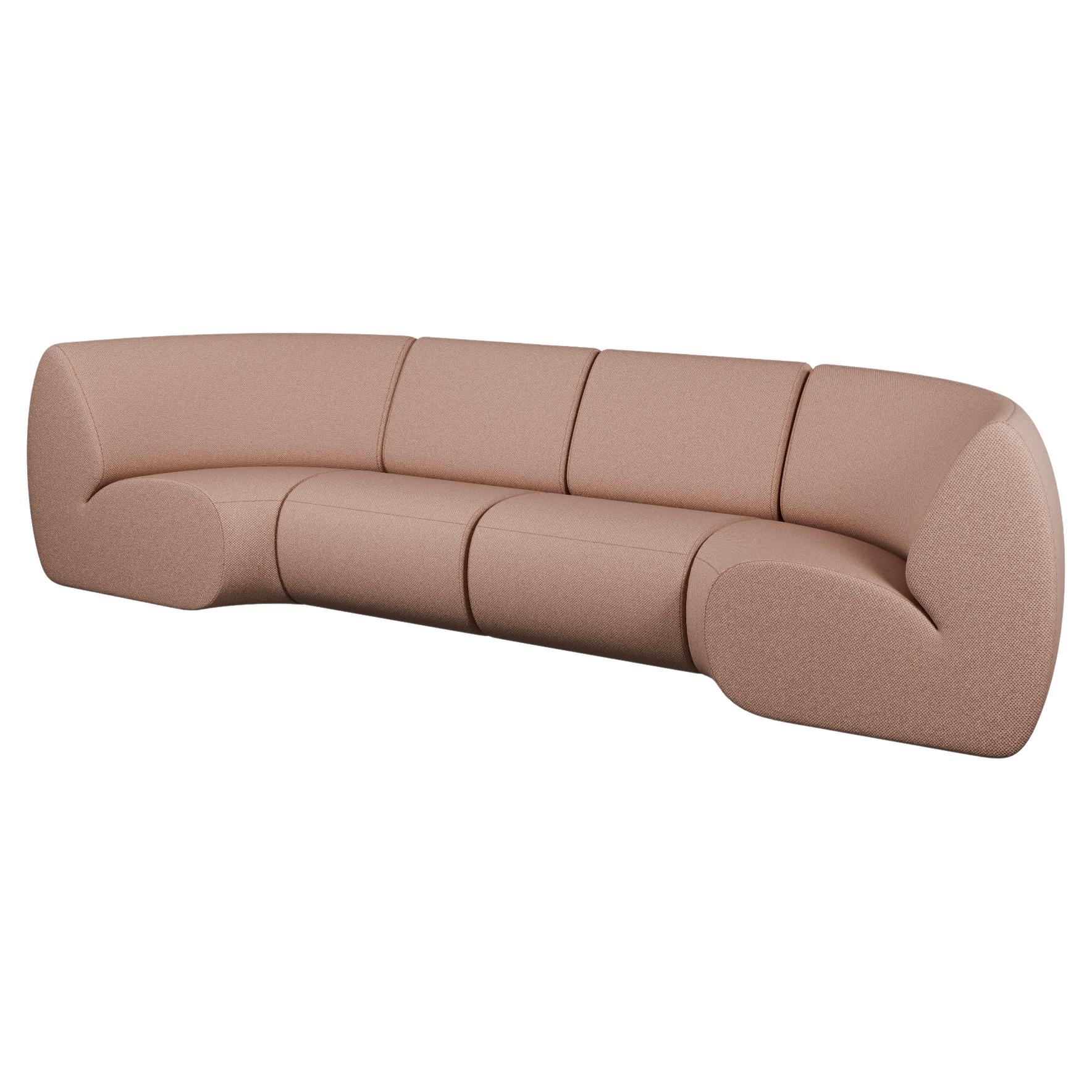 Canapé modulaire quatre places Hanabira de Maker Murmurio, en tissu corail facile à nettoyer en vente