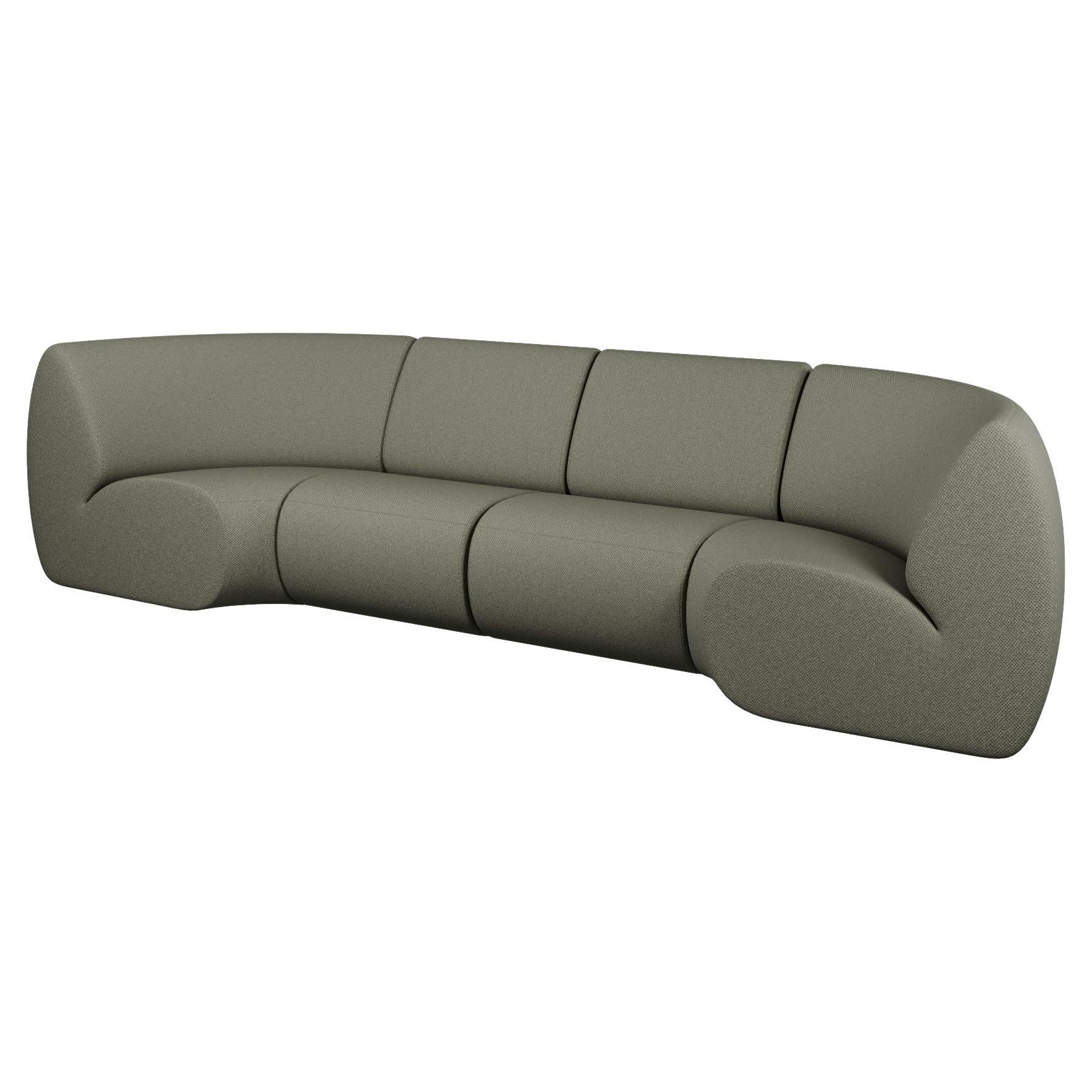 Modular Four-Seater Hanabira Sofa by Maker Murmurio, in Easy Clean Forest Fabric For Sale