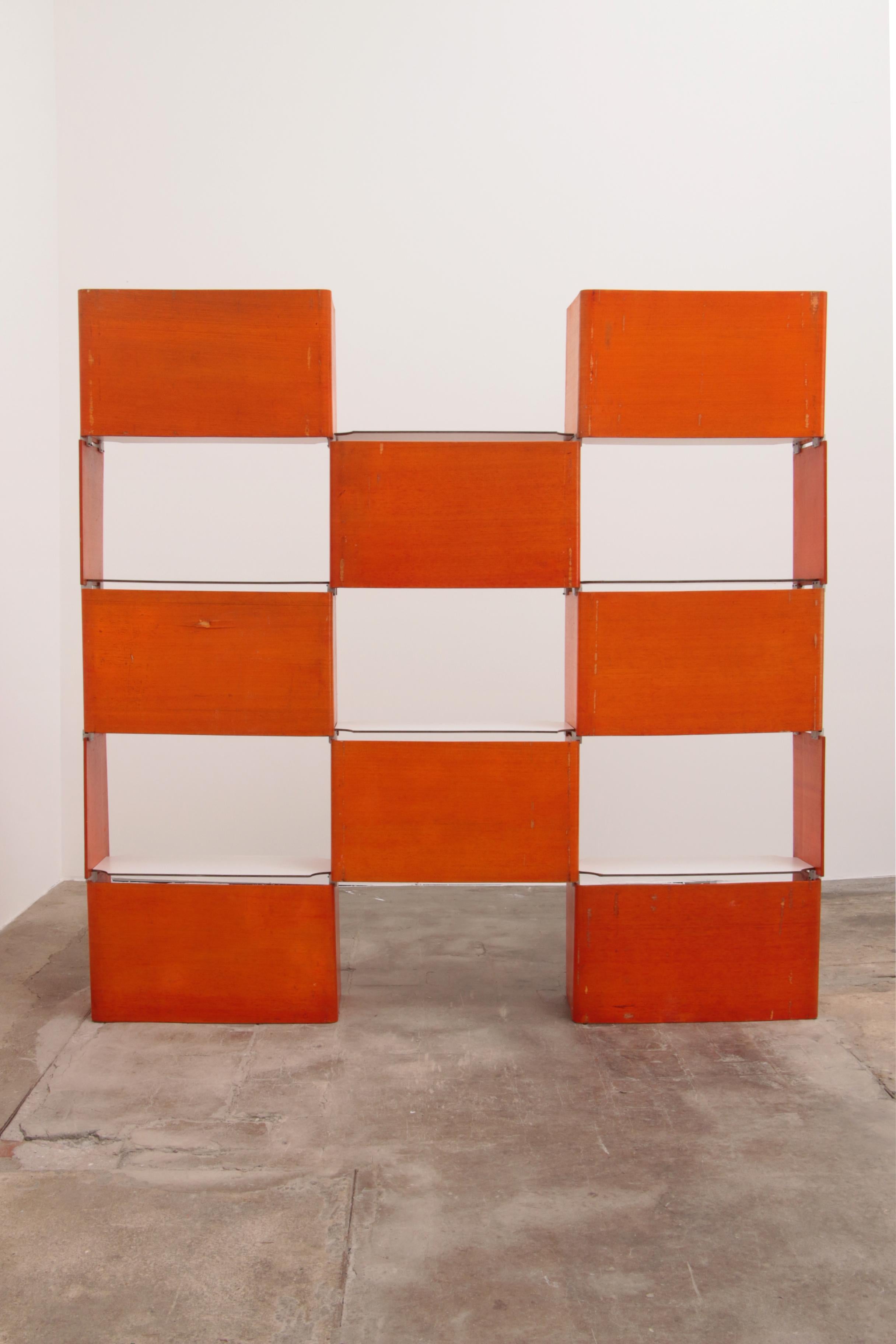 Modular French Wall Furniture Orange Made in the 60s For Sale 11