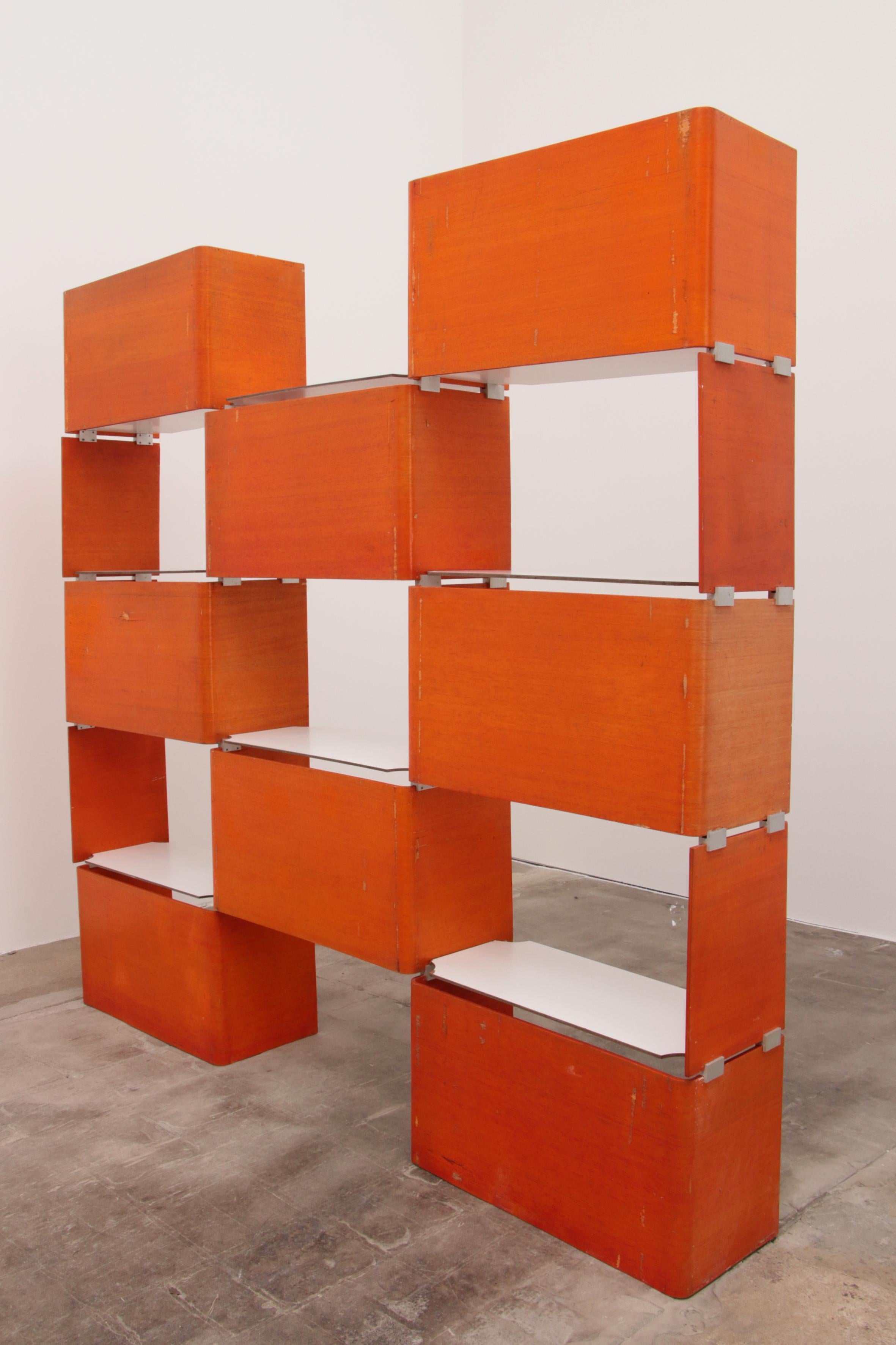 Modular French Wall Furniture Orange Made in the 60s For Sale 12