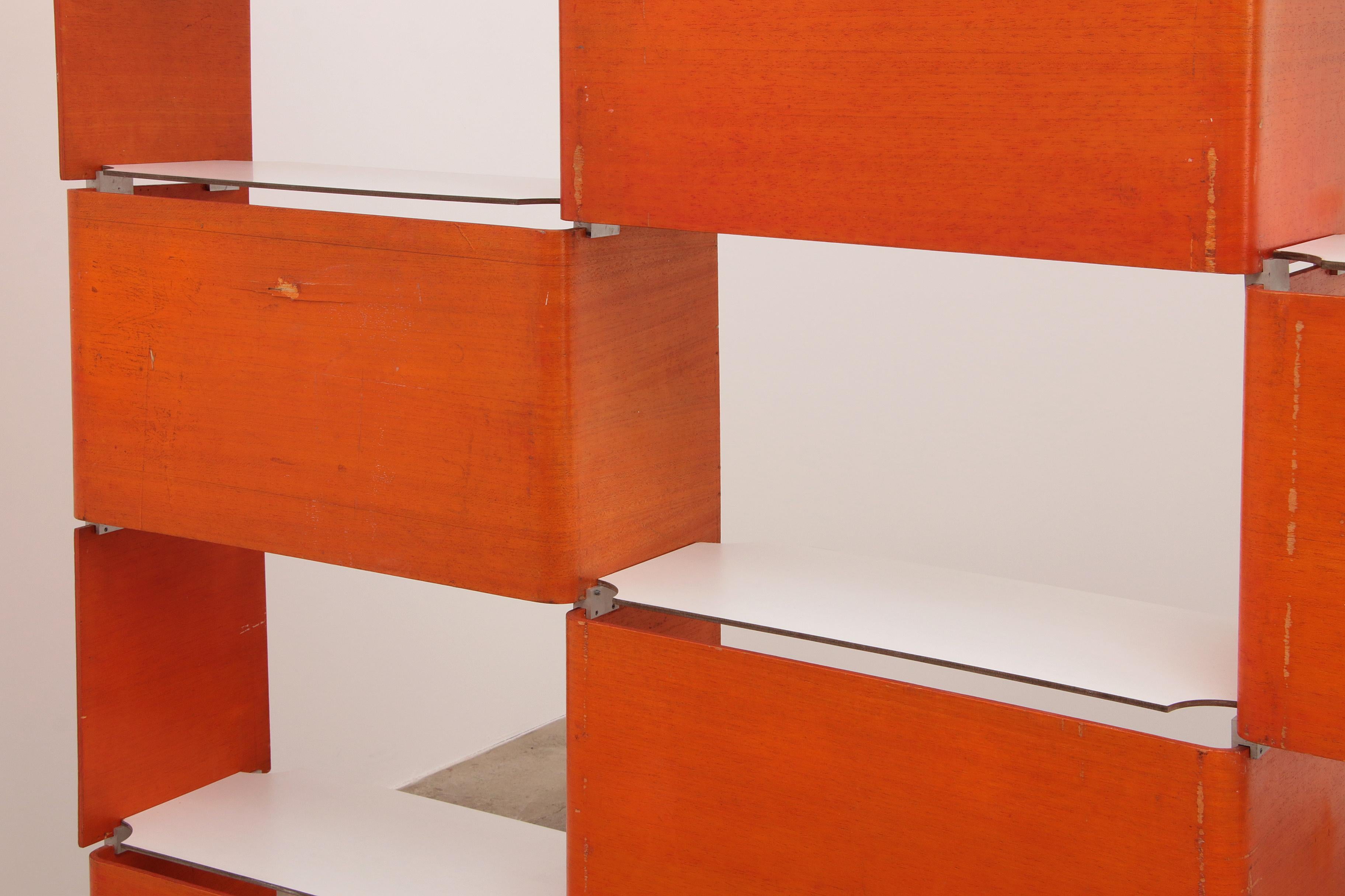 Modular French Wall Furniture Orange Made in the 60s For Sale 13