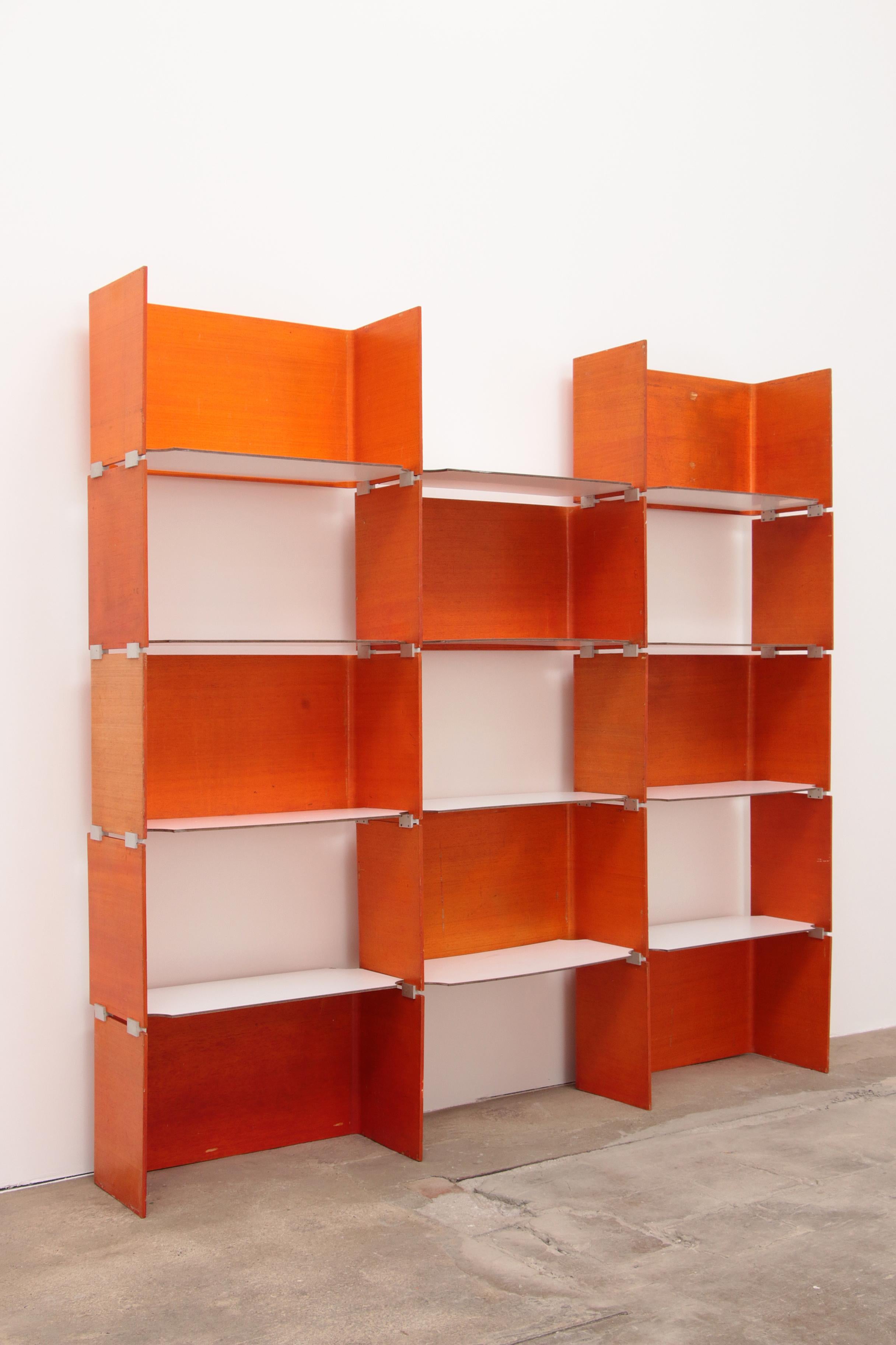 Modular French Wall Furniture Orange Made in the 60s For Sale 2
