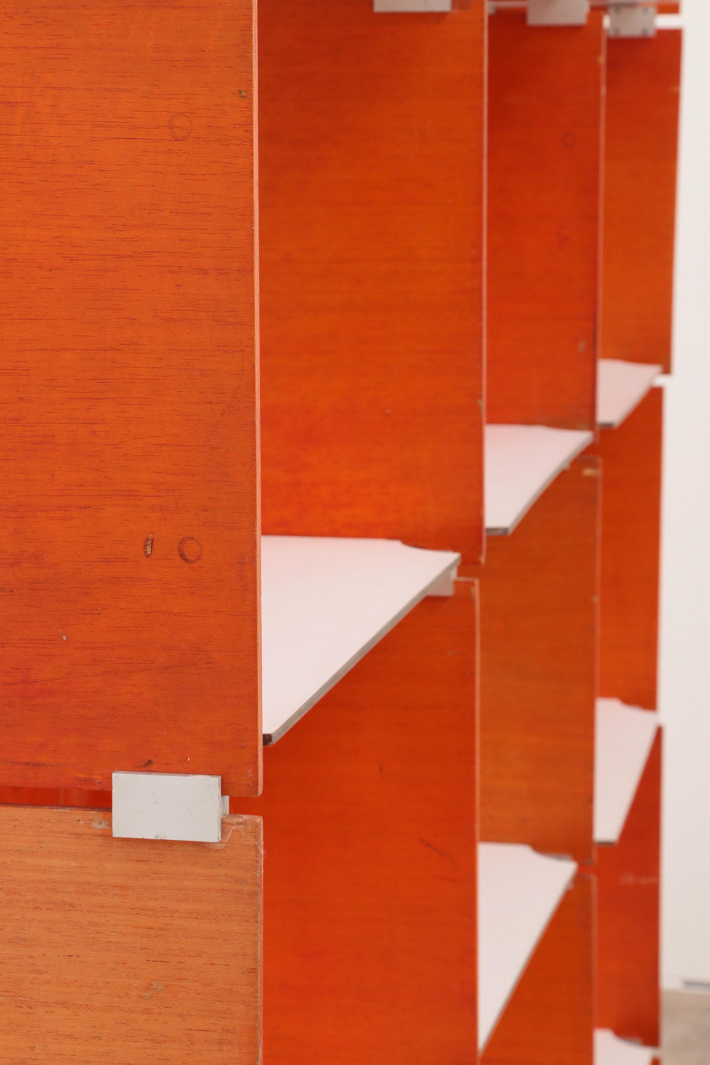 Modular French Wall Furniture Orange Made in the 60s For Sale 3