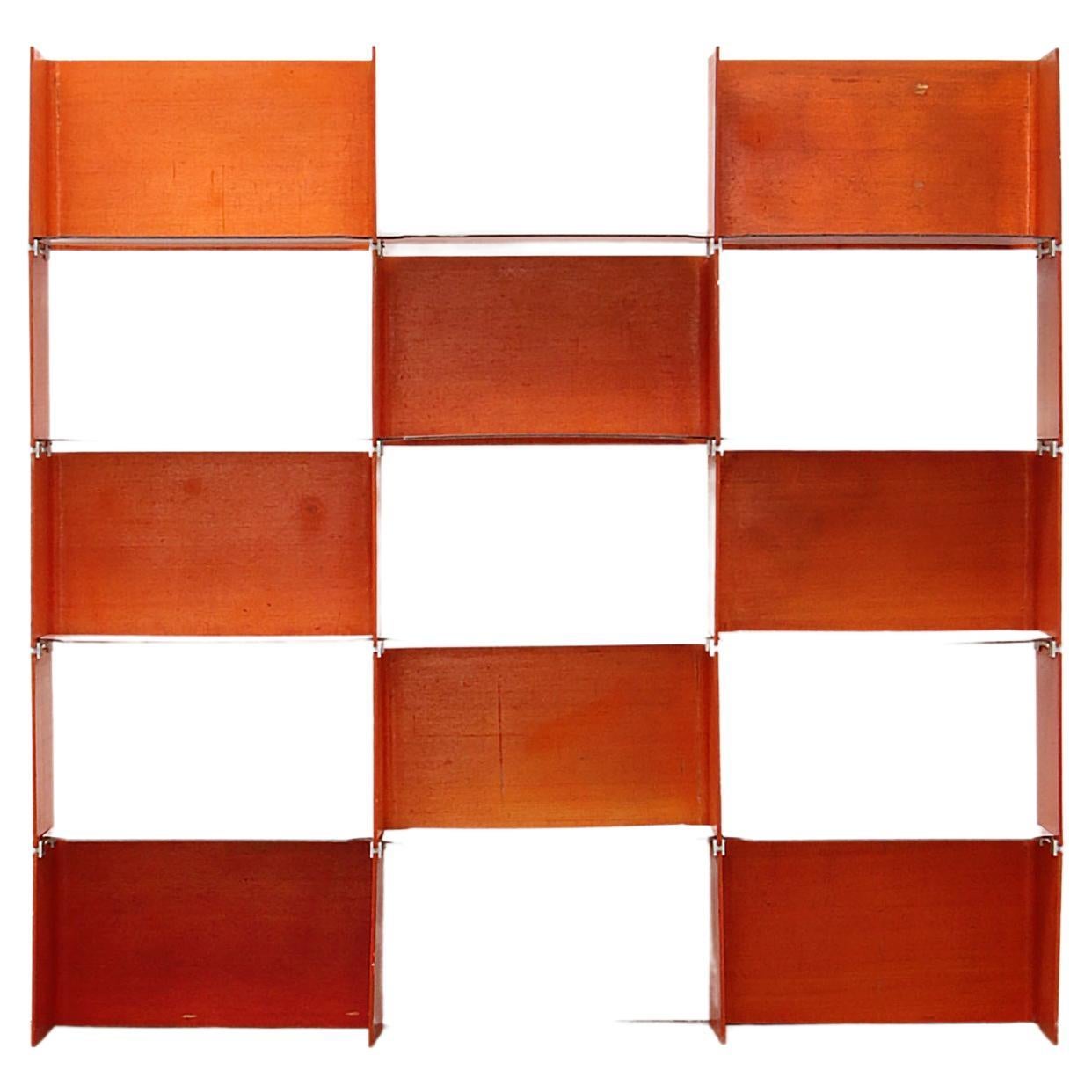 Modular French Wall Furniture Orange Made in the 60s For Sale