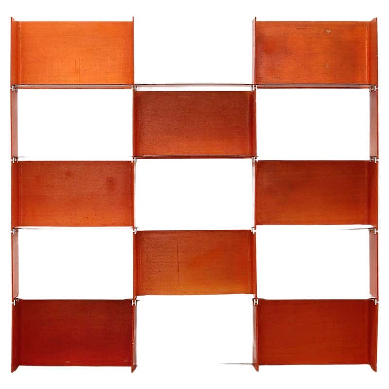 Modular French Wall Furniture Orange Made in the 60s For Sale at 1stDibs