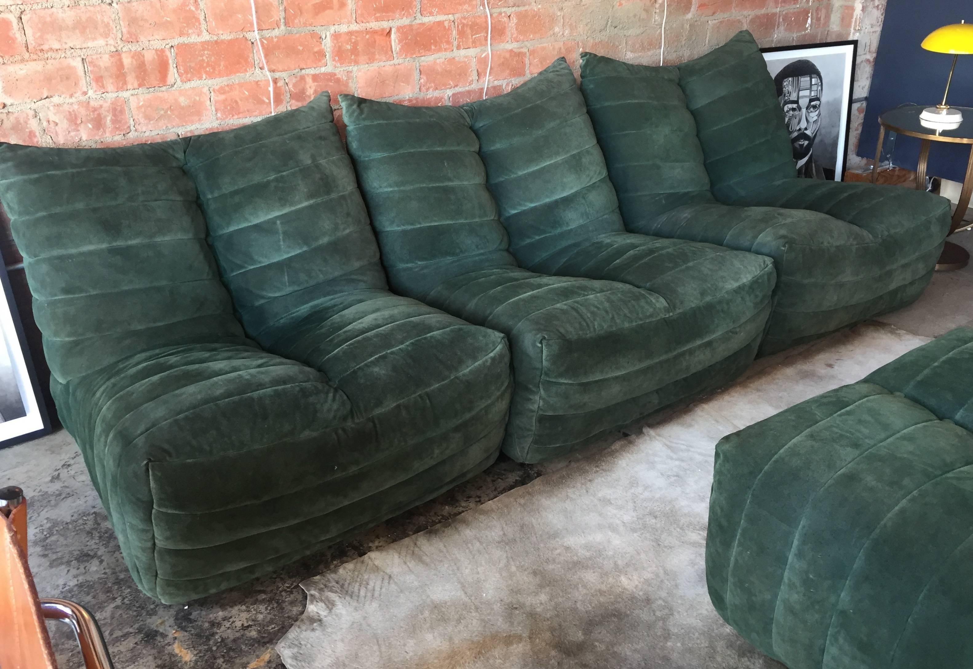 Italian Modular Green Sectional Sofa 