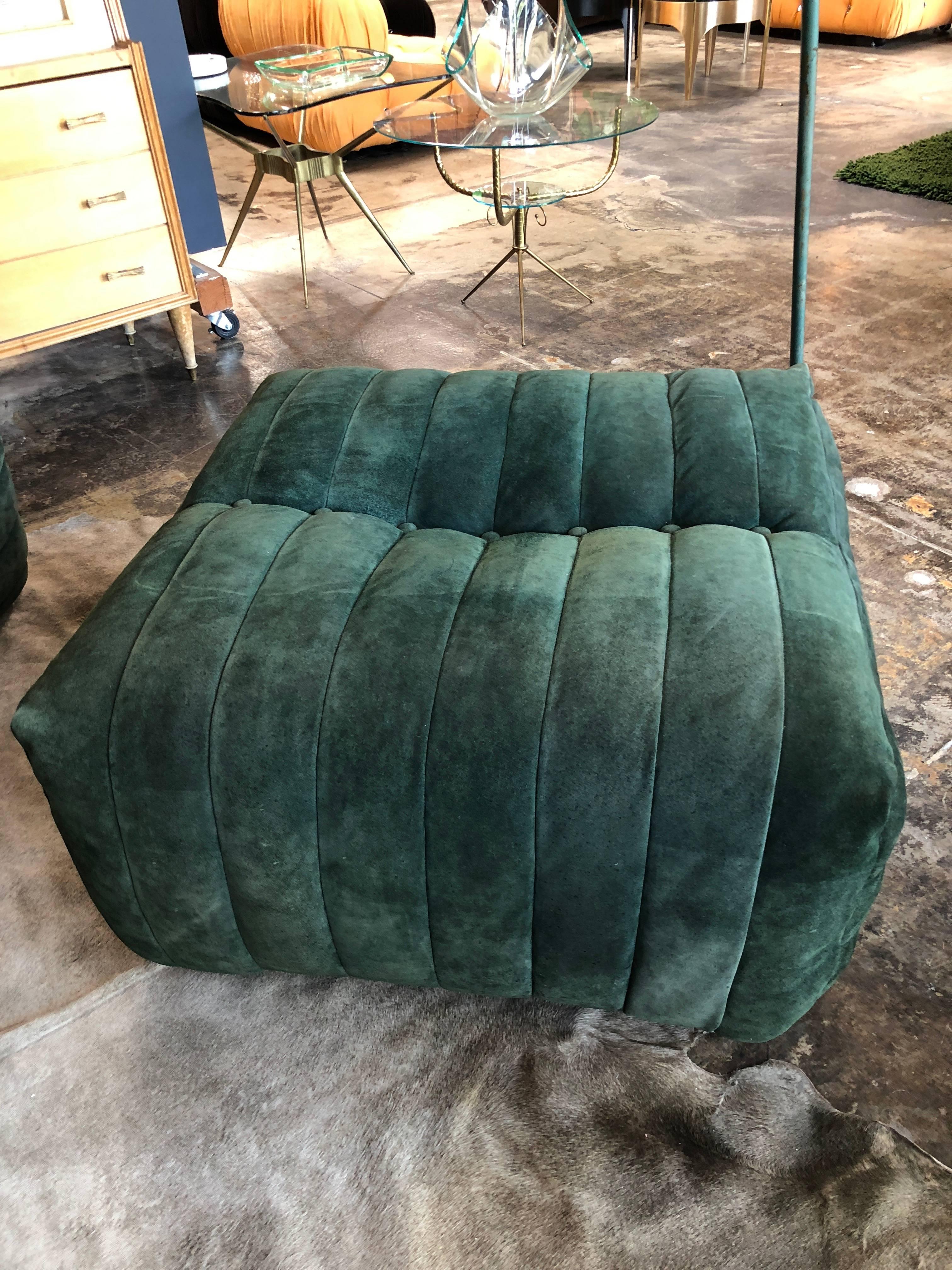 Late 20th Century Modular Green Sectional Sofa 