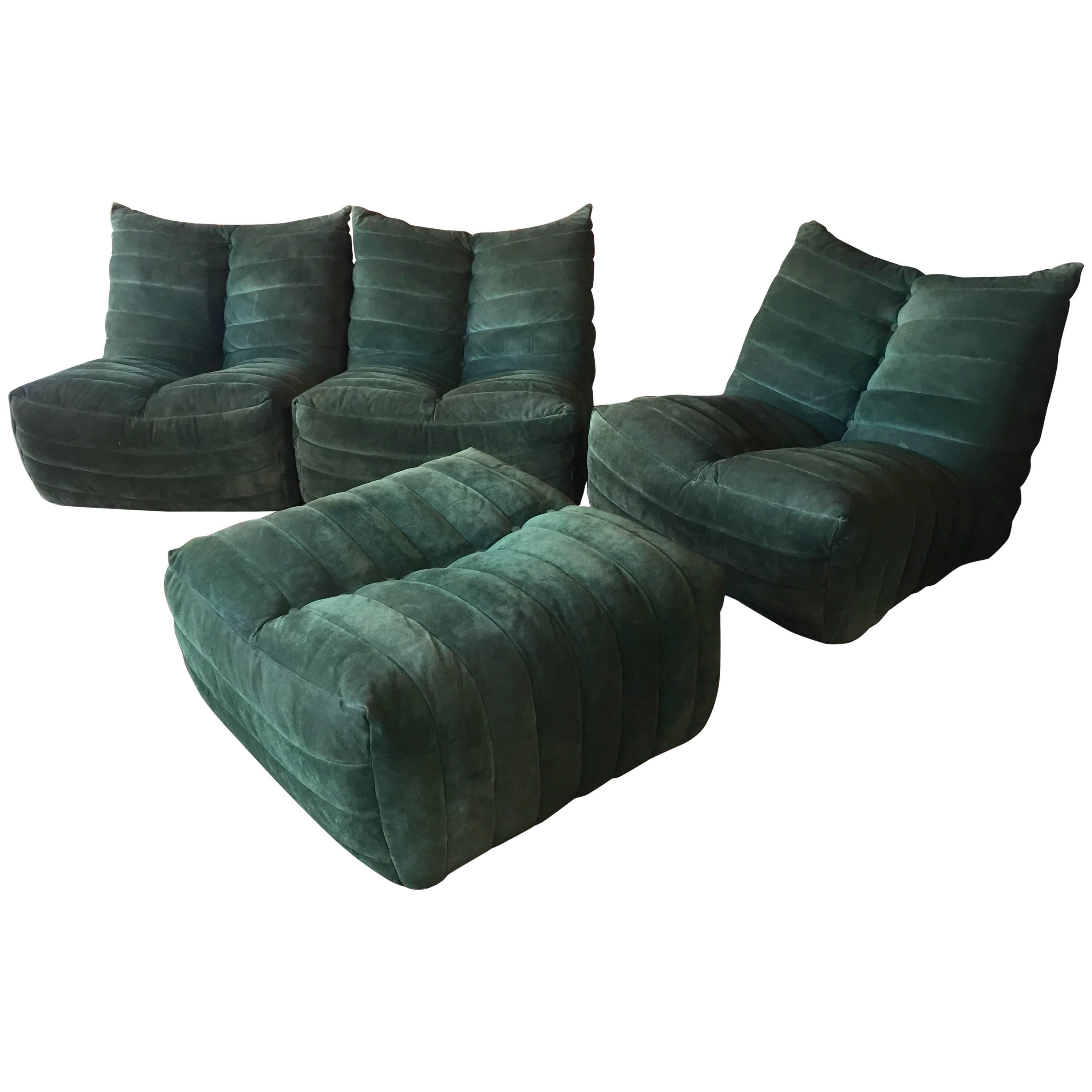 Modular Green Sectional Sofa "Giannone" by Arch. G.Grignani for 7Salotti, Italy