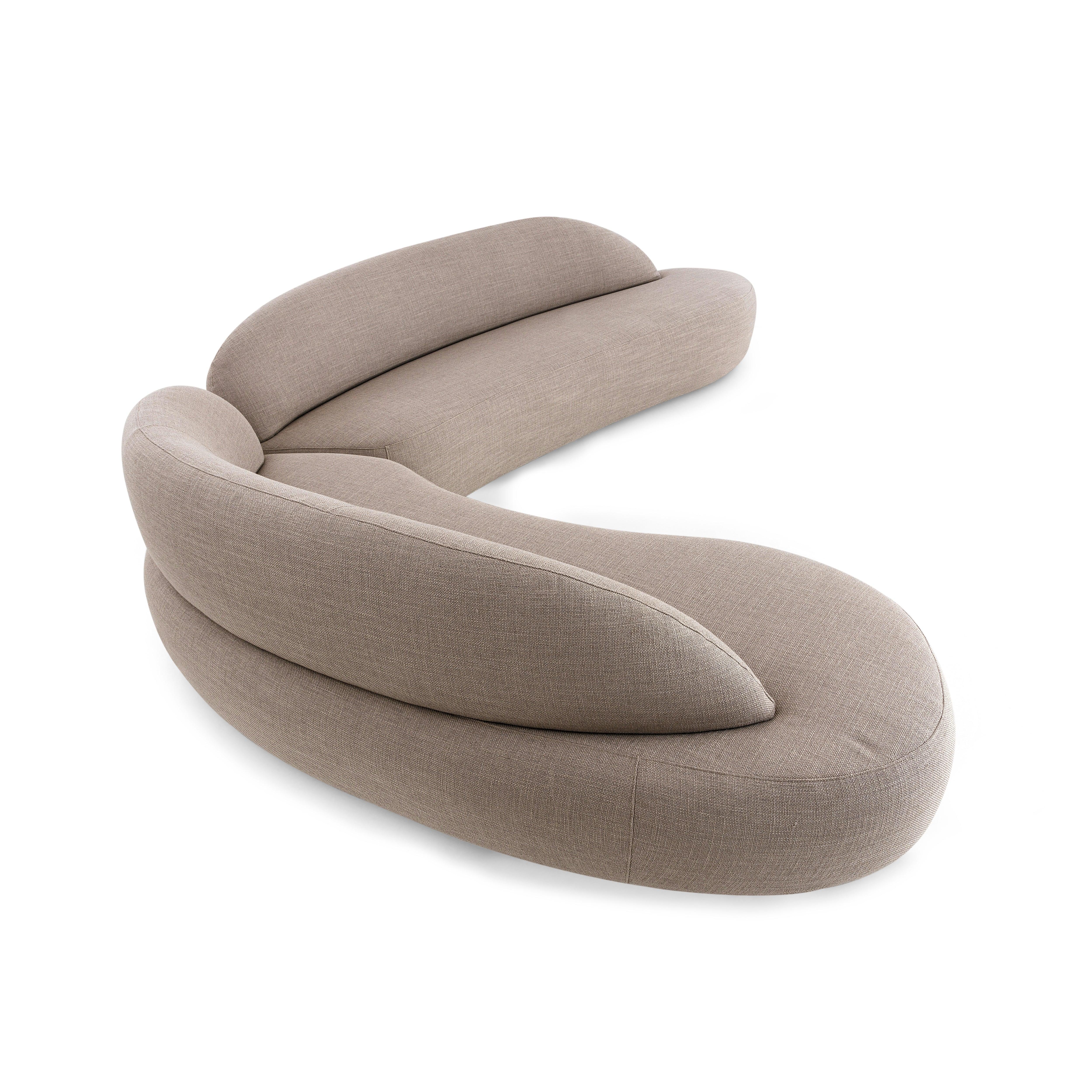 Modern Modular Greige Fabric Sofa with Volumetric Design, Customizable - Ruy Line For Sale