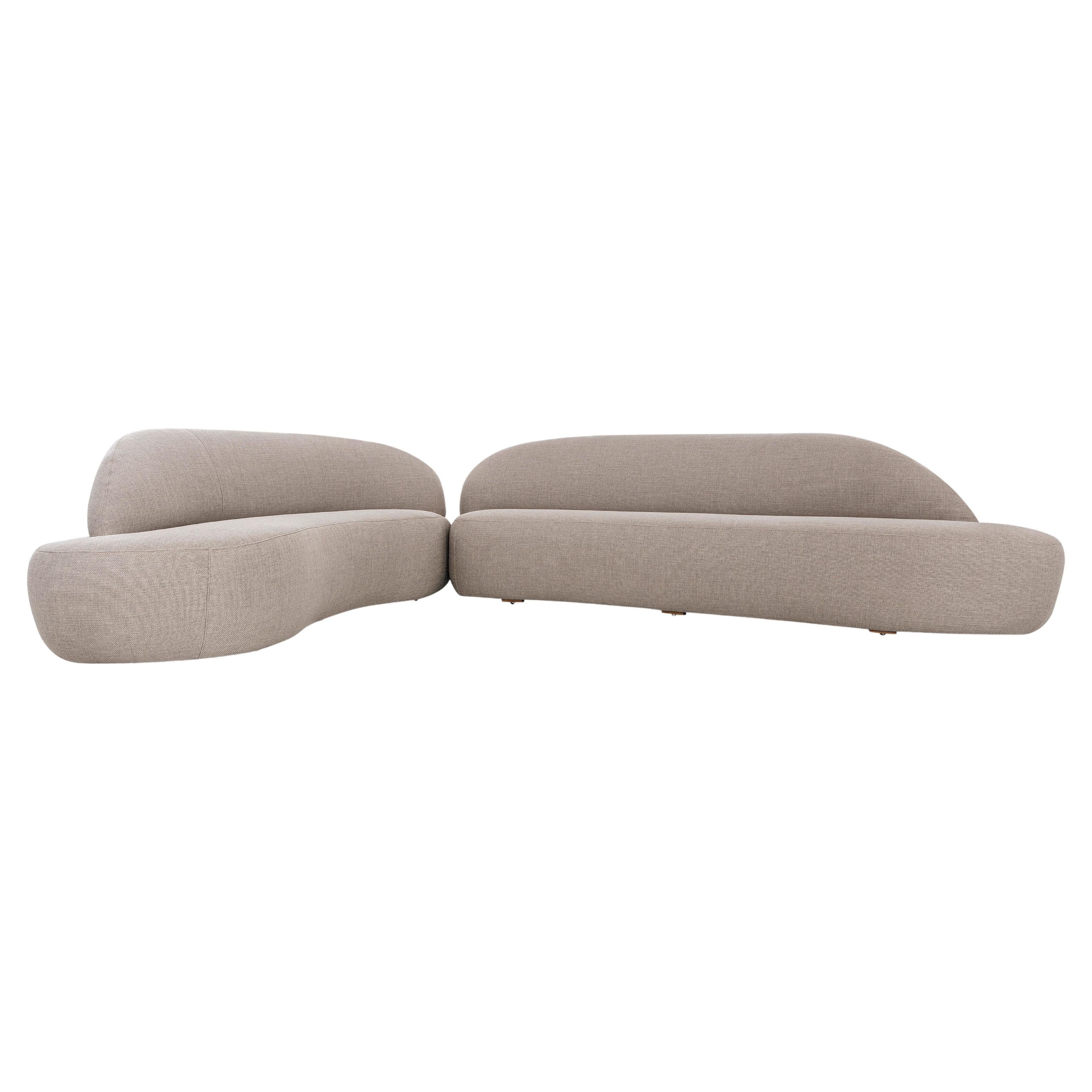 Divano modulare in tessuto grigio con design volumetrico, personalizzabile - Ruy Line