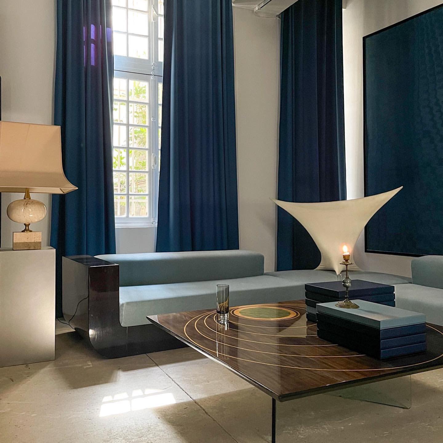 Modular Italian 1970 Wooden Lacquered Sofa Reupholstered in Dedar Mohair In Good Condition For Sale In Paddington, NSW