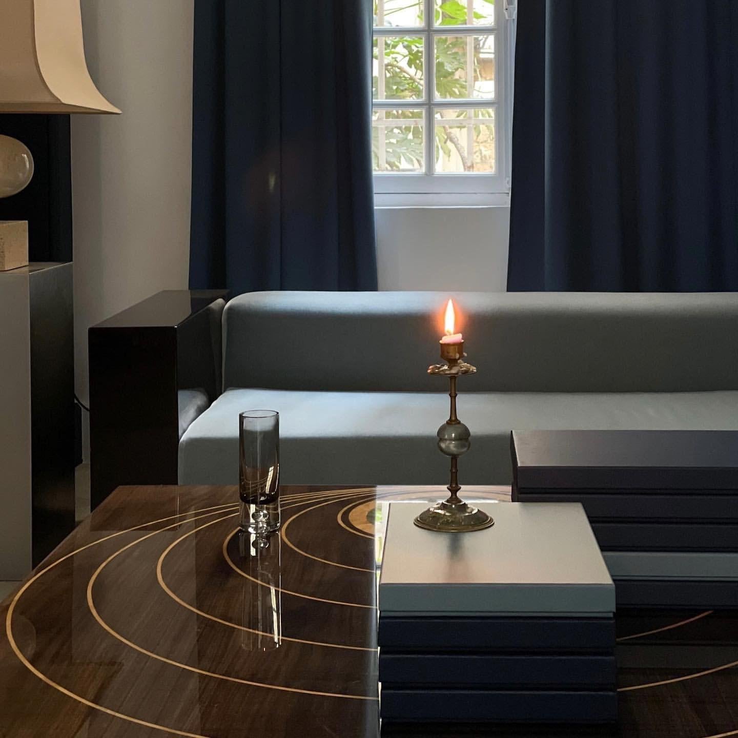 Modular Italian 1970 Wooden Lacquered Sofa Reupholstered in Dedar Mohair For Sale 2